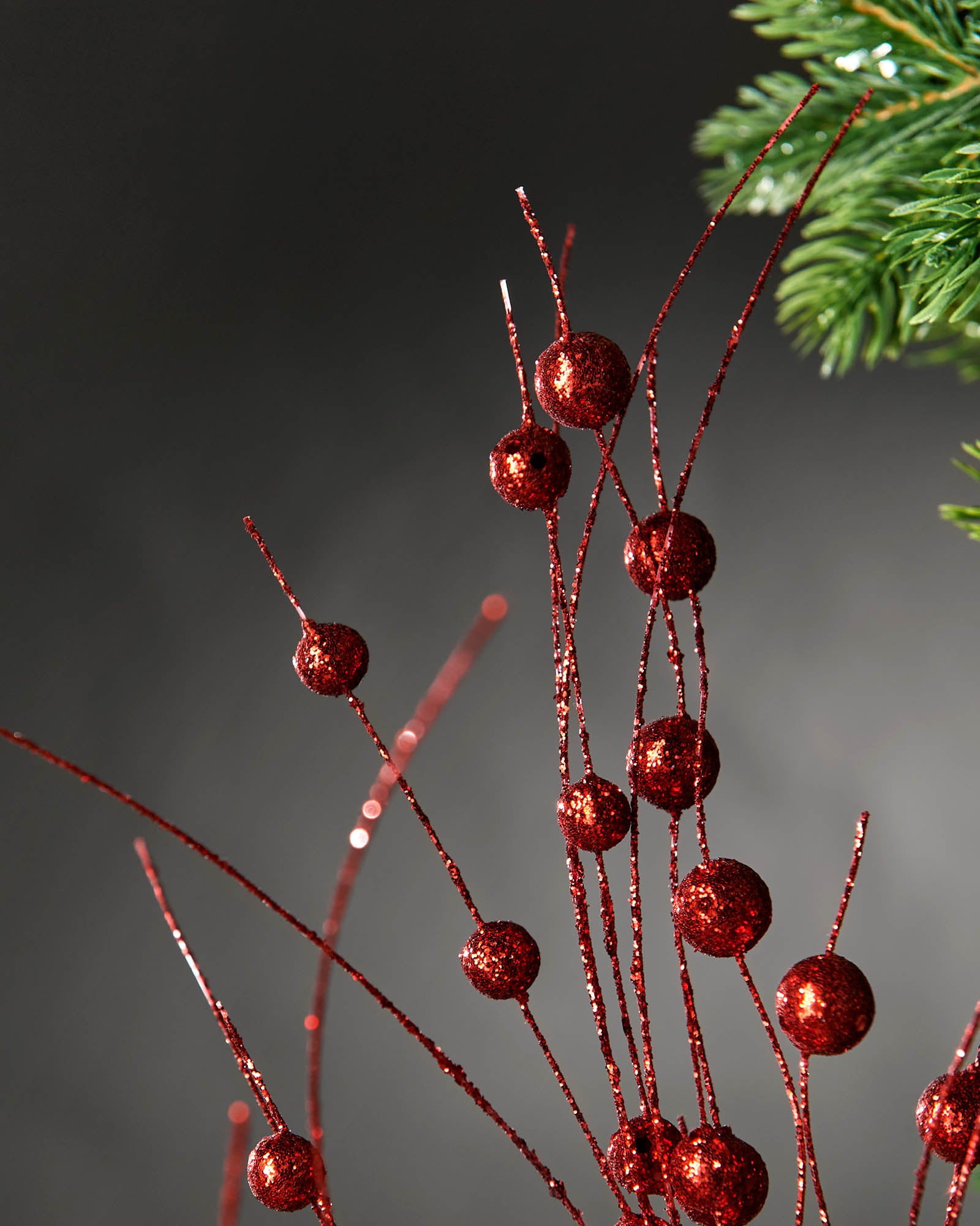 Red Glitter Berry Christmas Tree Spray, 80 cm