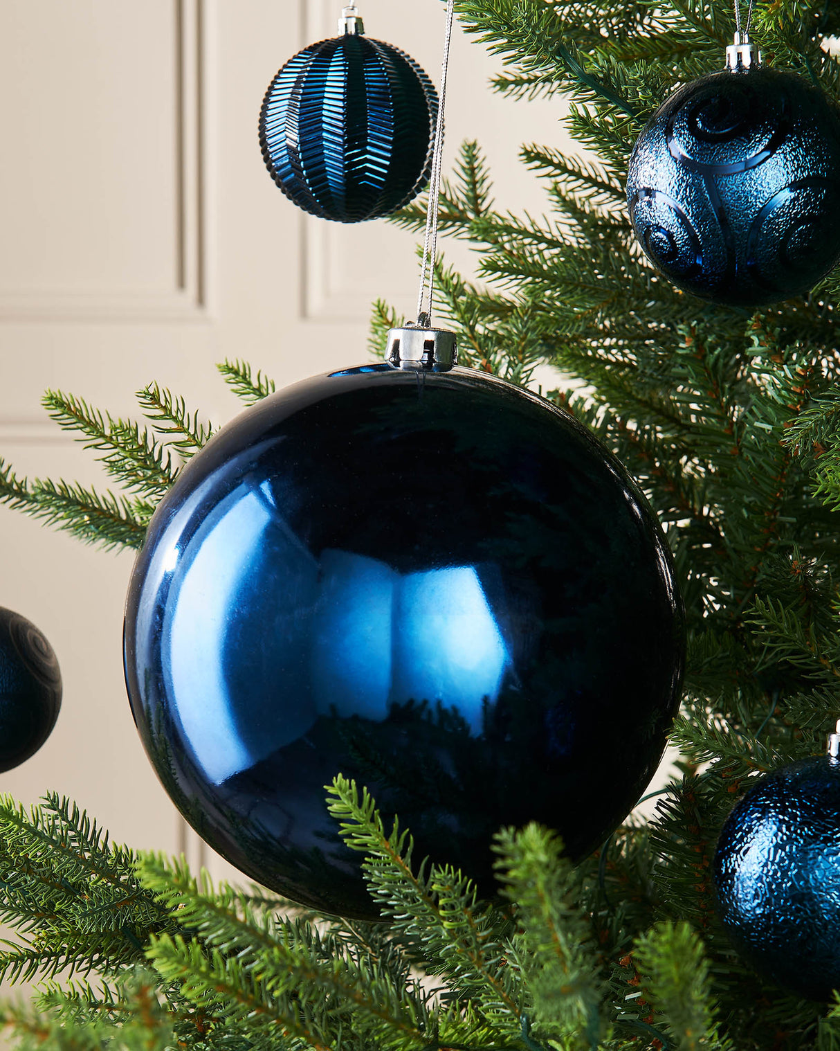 Navy Blue Large Gloss Shatterproof Bauble, 20 cm