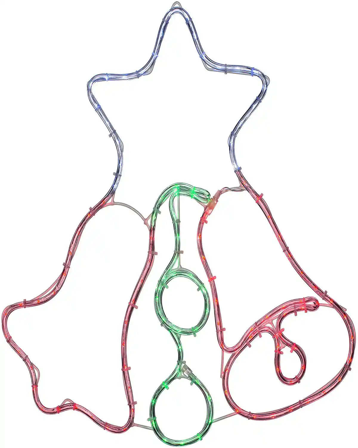 48 cm pre-lit twin bells silhouette rope light on a white background