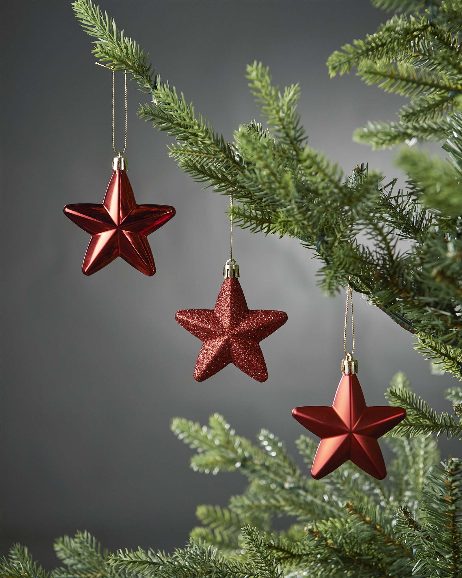 12 Hanging Star Baubles, 7 cm