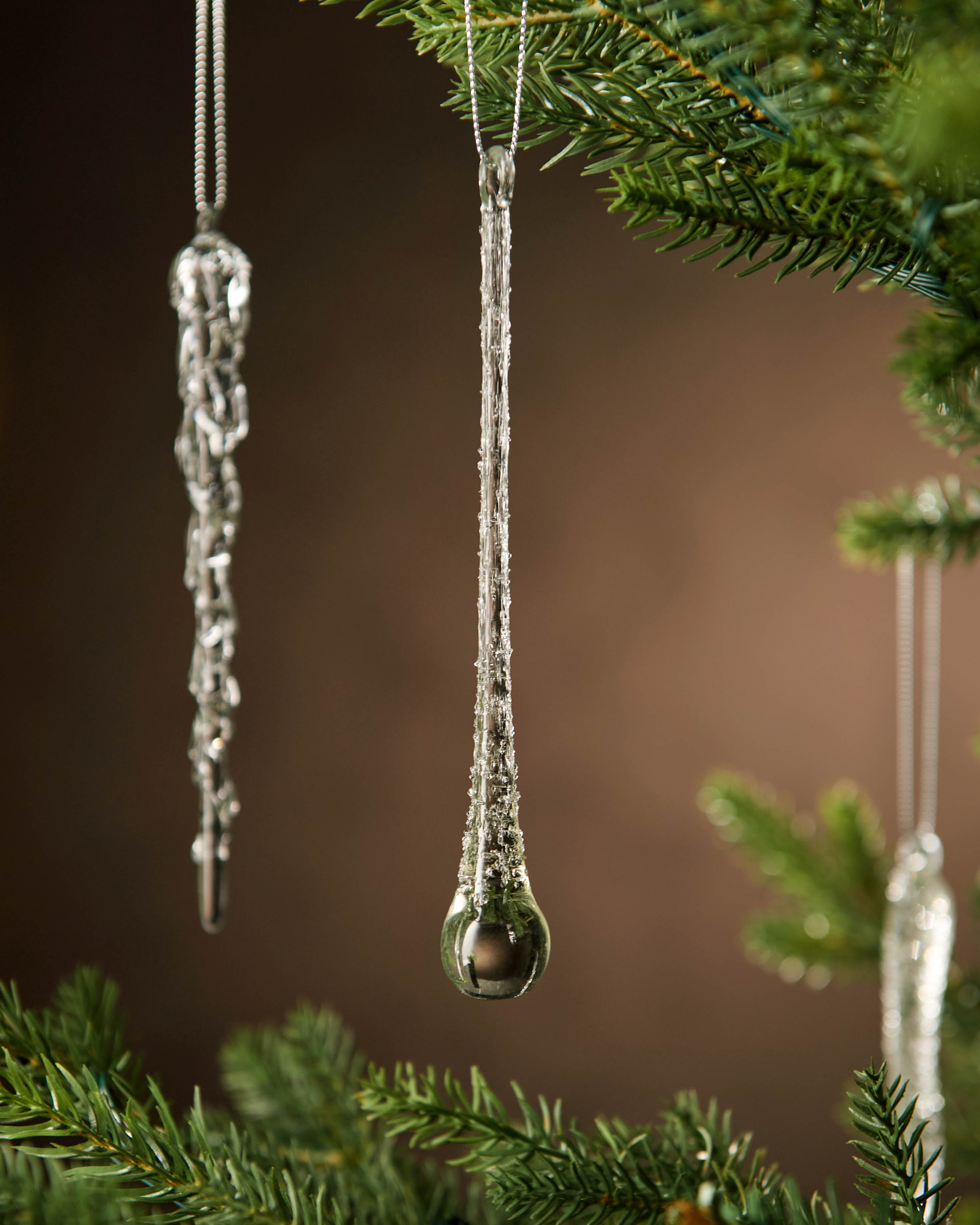 Set of 20 Frosted Glass Icicle Decorations