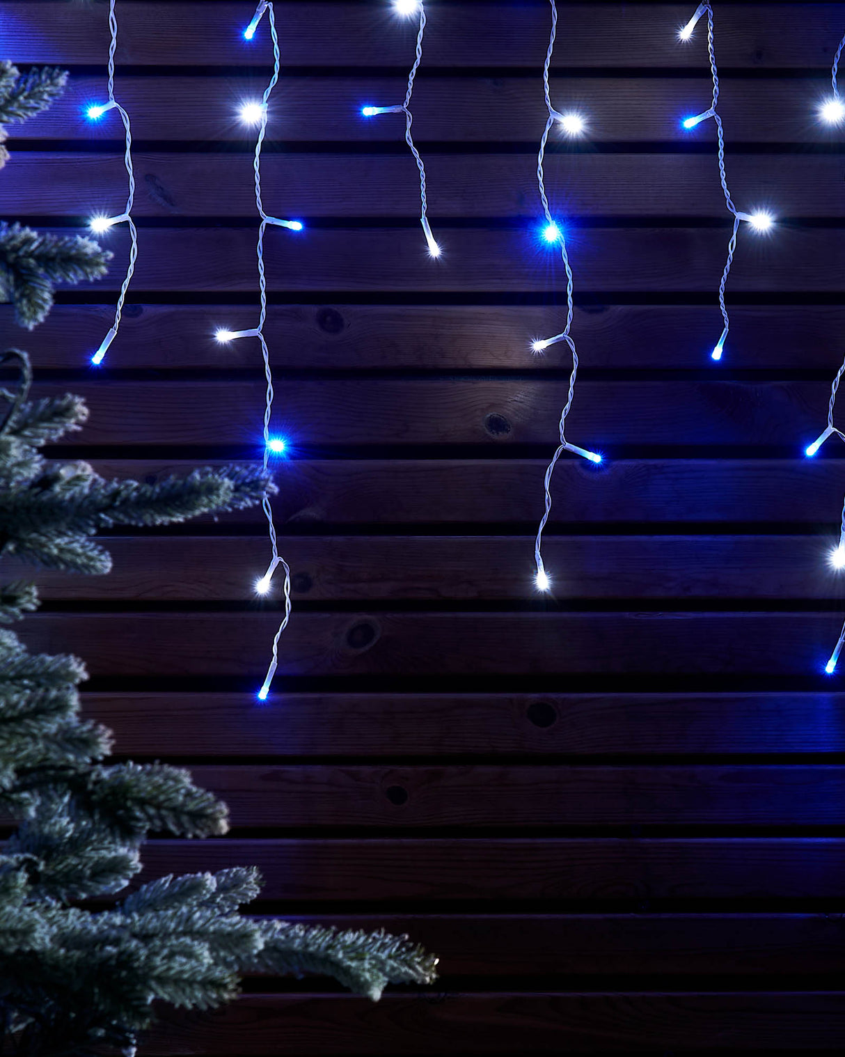 LINK UP LED Icicle Lights, White Cable, Blue / White