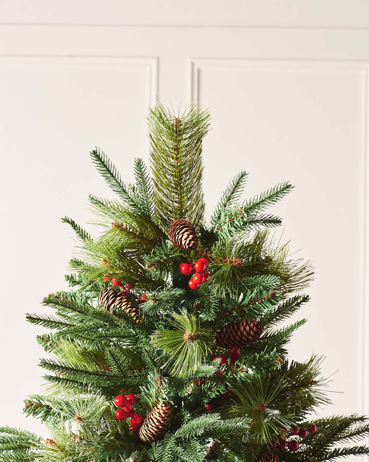Decorated Mixed Tip Berries & Pinecones Christmas Tree, 7 ft