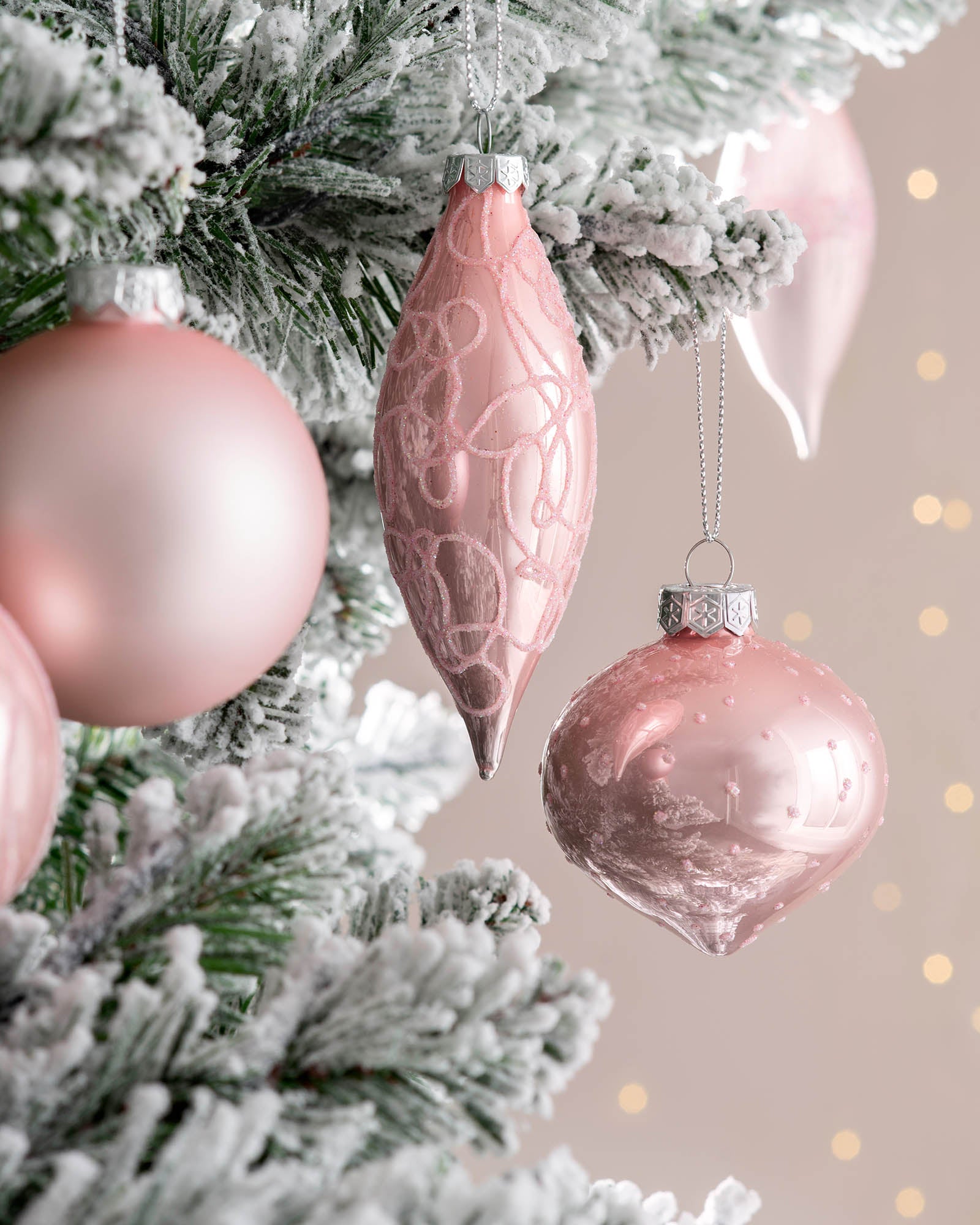 20 Baby Pink Glass Baubles
