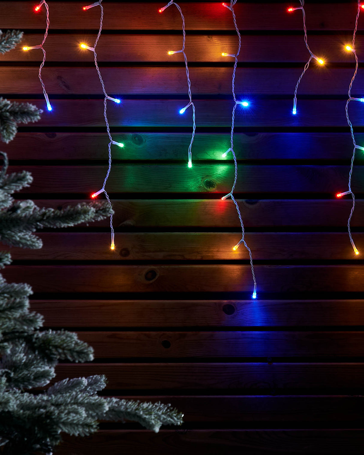 LINK UP LED Icicle Lights, White Cable, Multi Colour