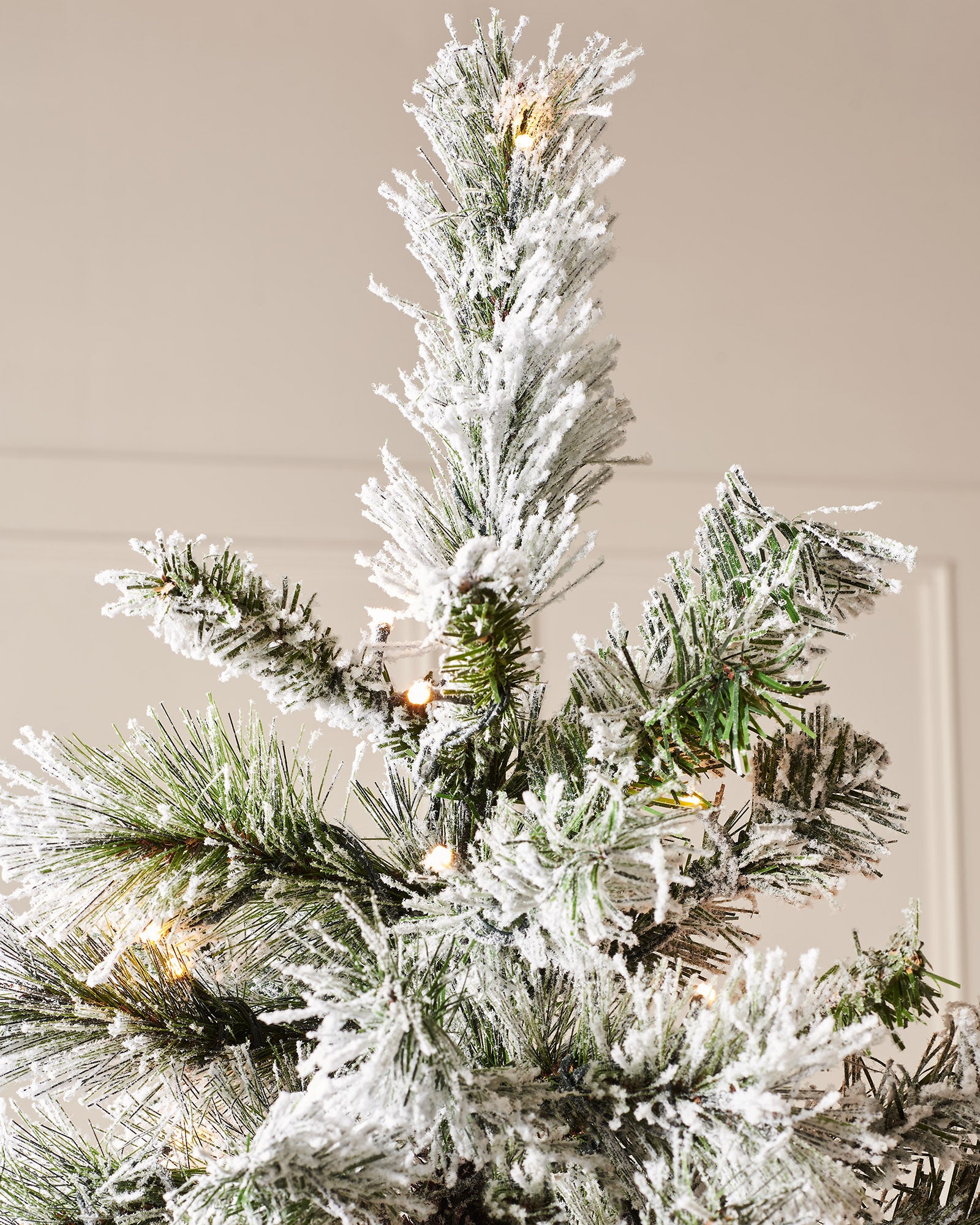 Pre-Lit Slim Snow Flocked Spruce Christmas Tree, 9 ft