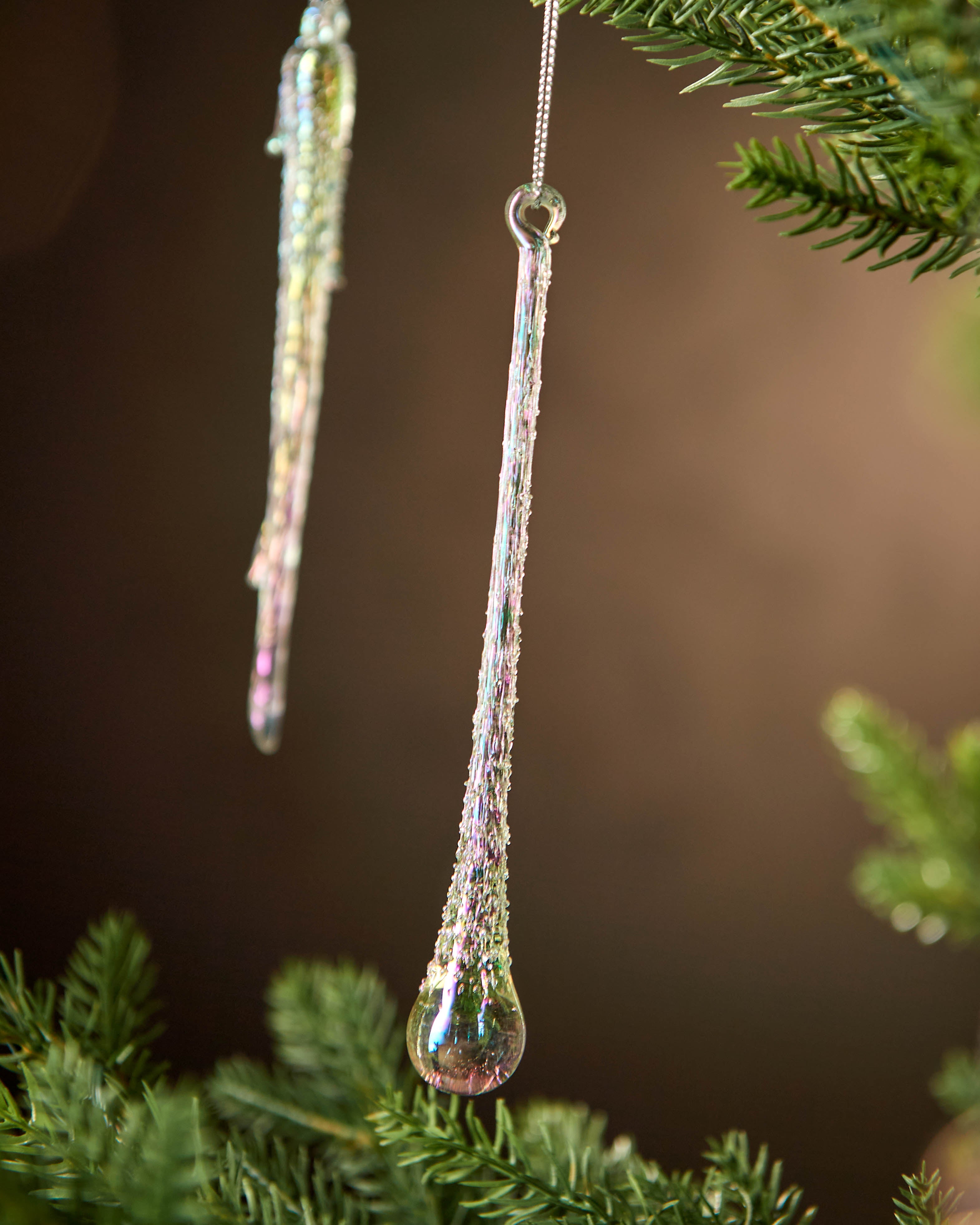 Set of 20 Iridescent Glass Icicle Decorations