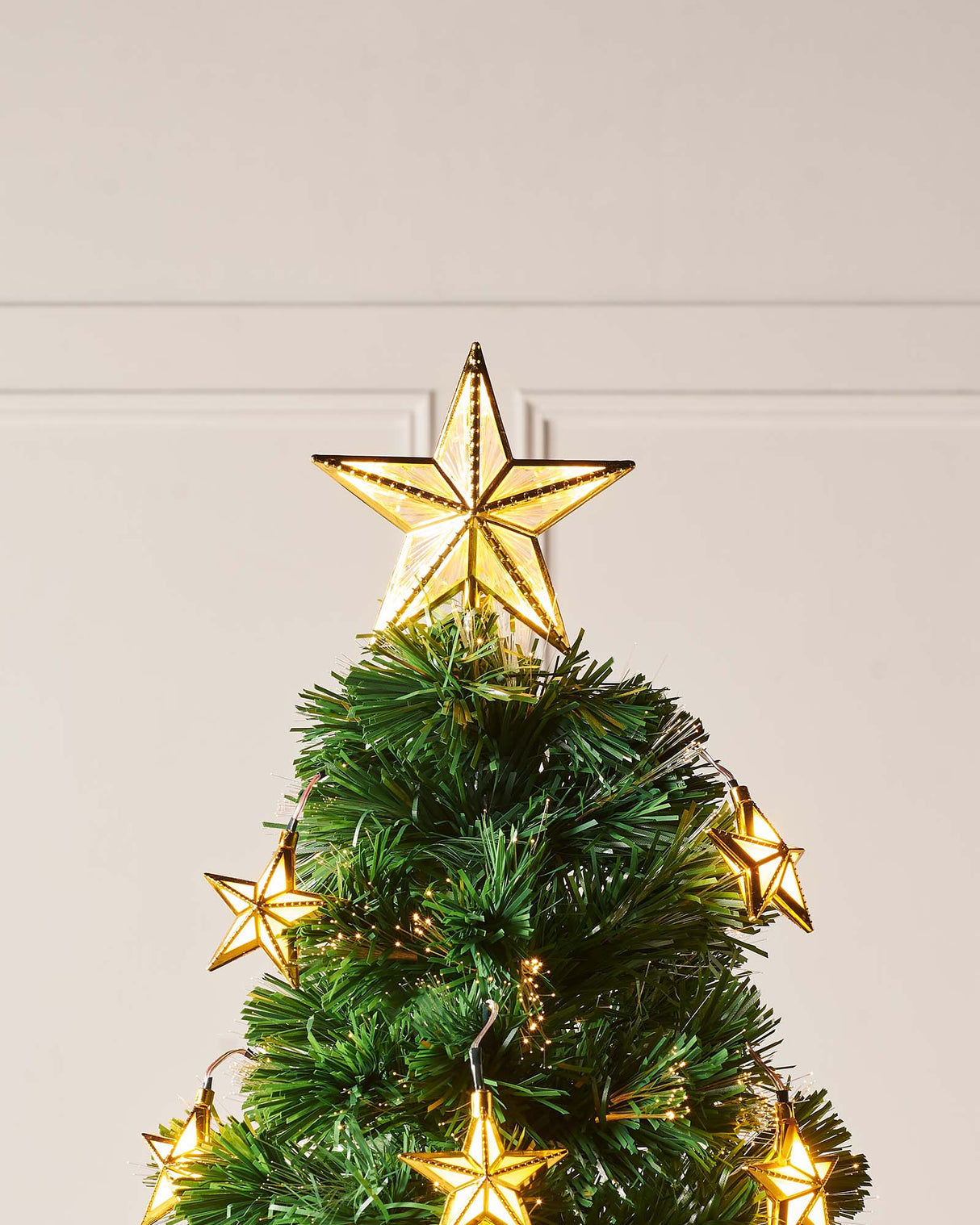 Pre-Lit Fibre Optic Christmas Tree with Stars, 5 ft