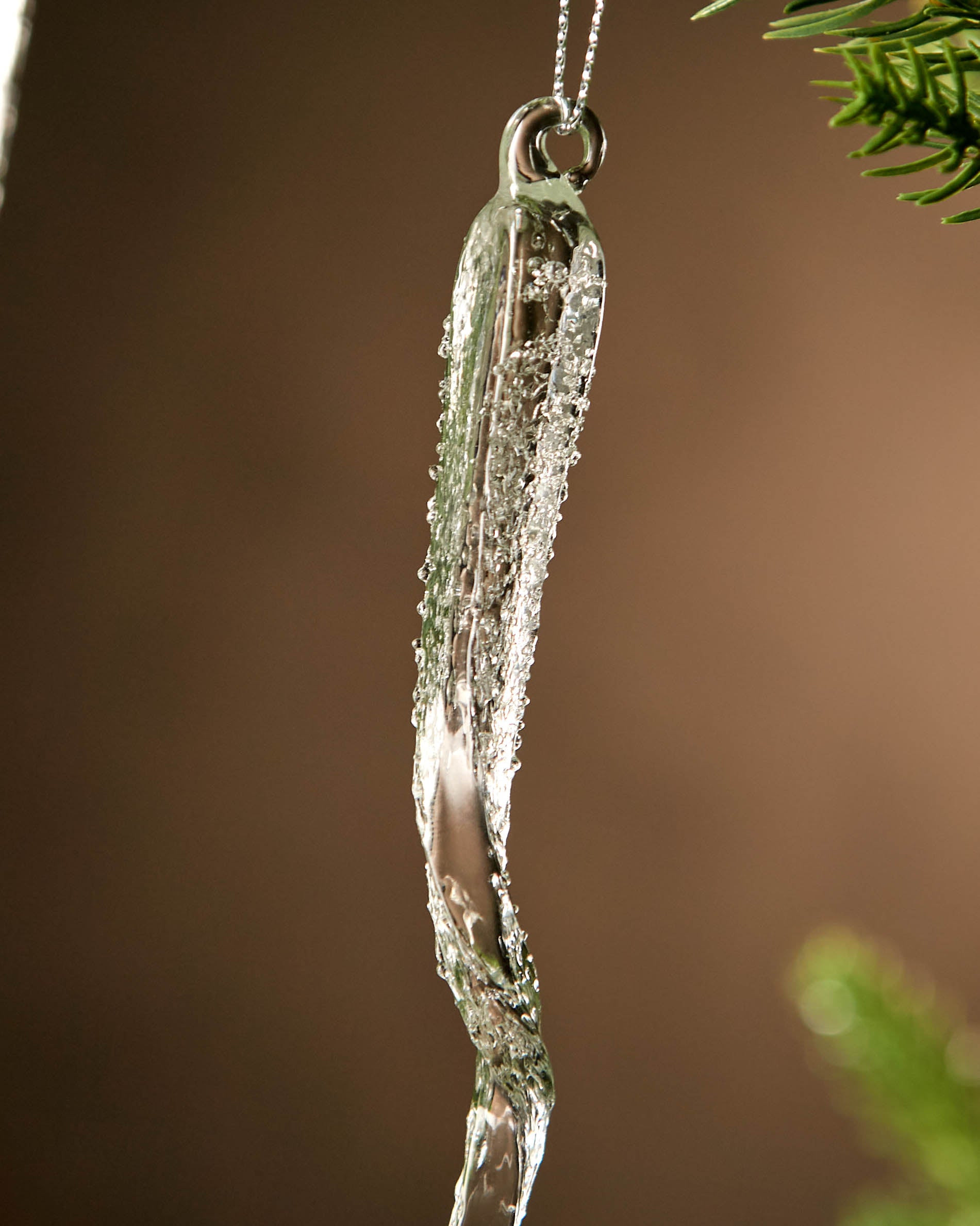 Set of 6 Frosted Glass Icicles, 25 cm