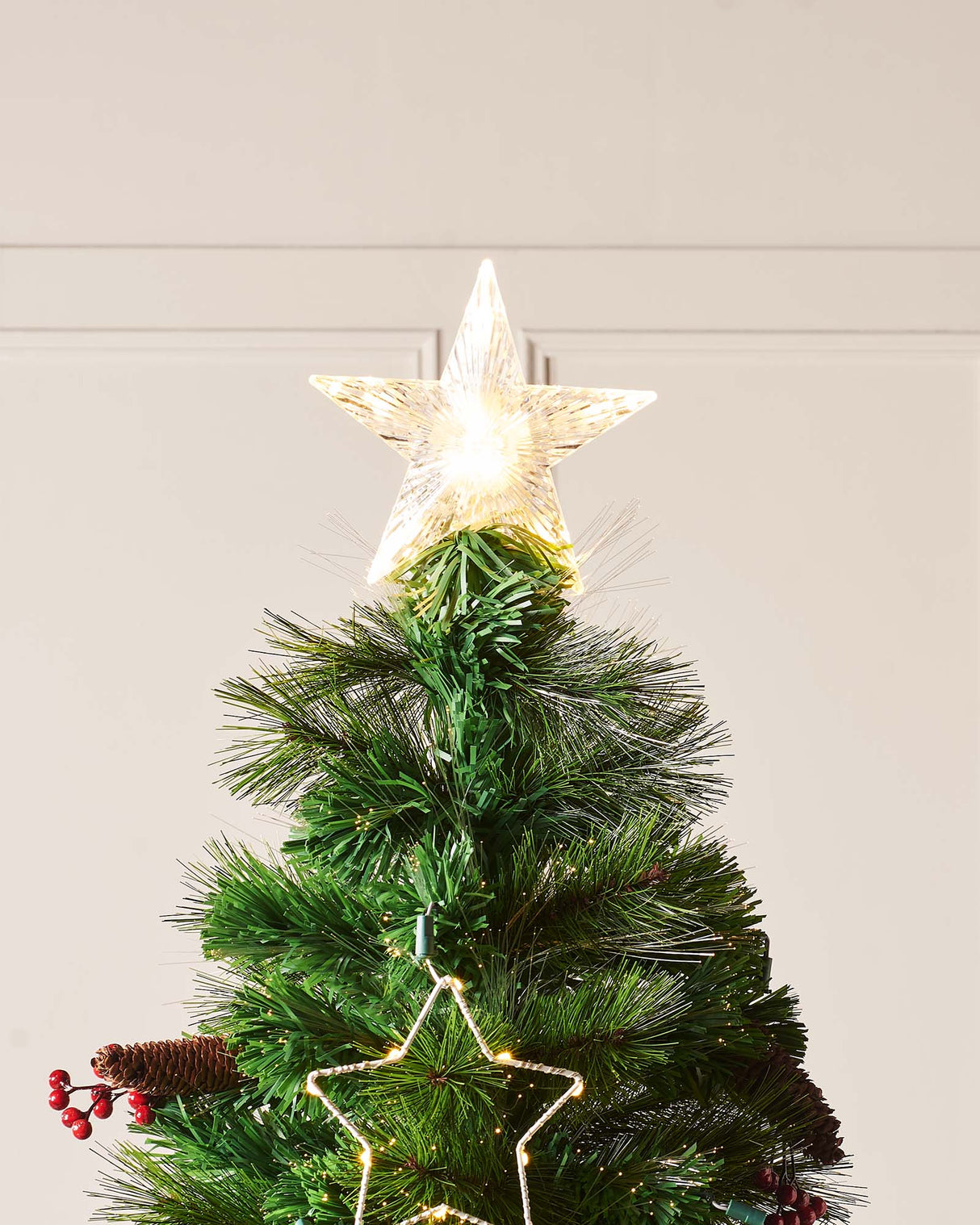 Pre-Lit Mixed Pine Fibre Optic Christmas Tree with LED Stars, 7 ft