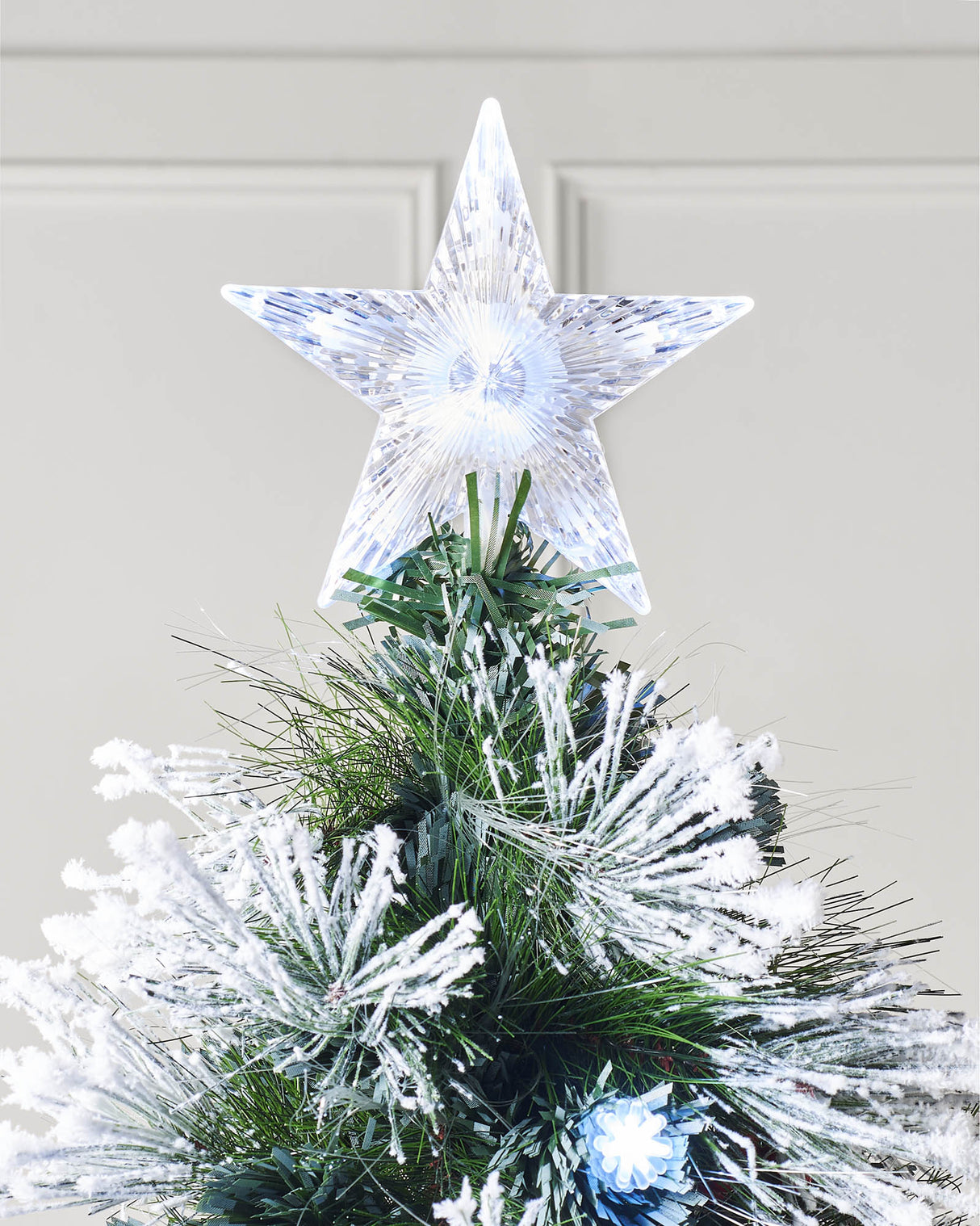 Pre-Lit Fibre Optic Frosted Christmas Tree with Tree Topper, 7 ft