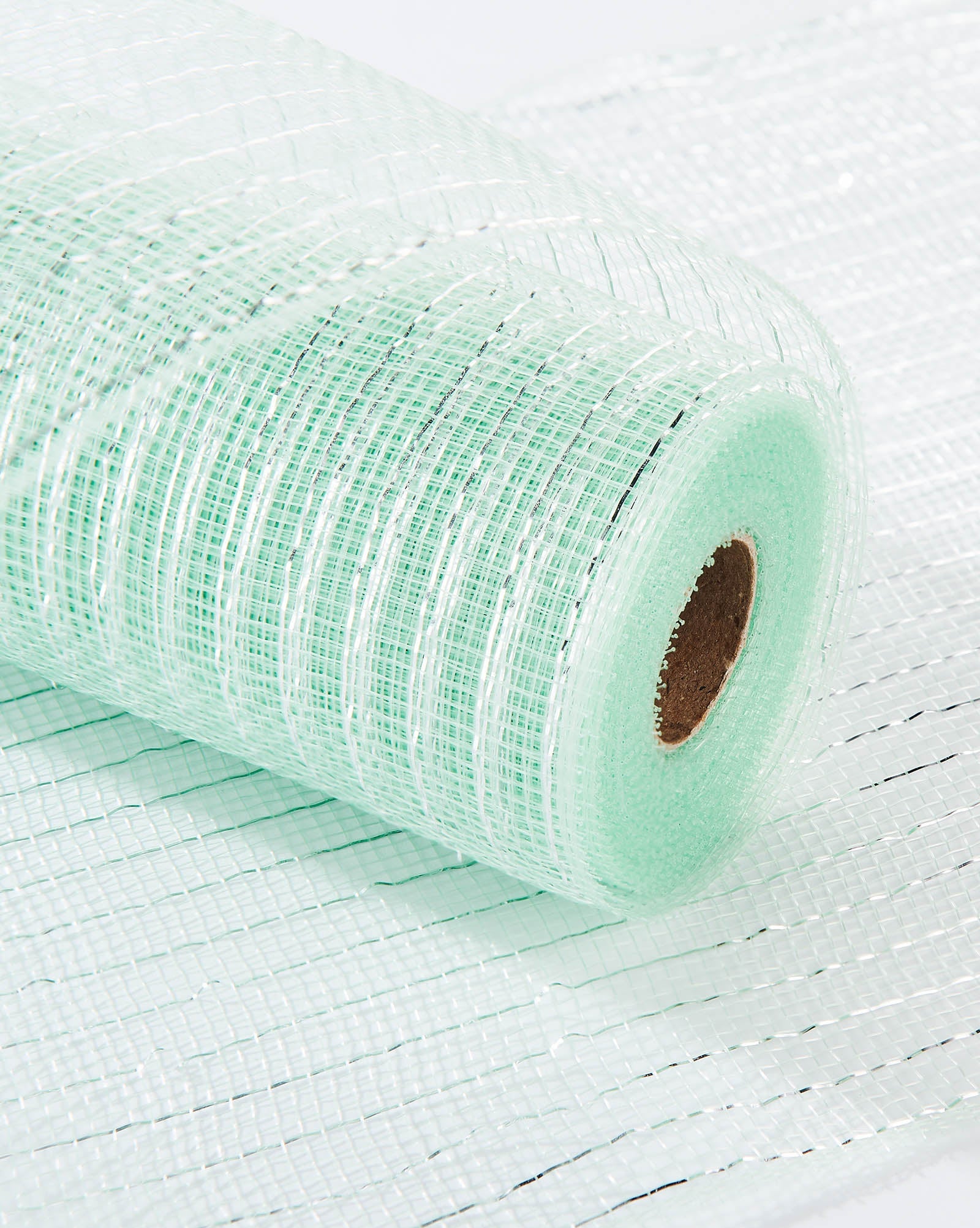 Mint Green Decorative Mesh Roll with Silver Foil, 9 m