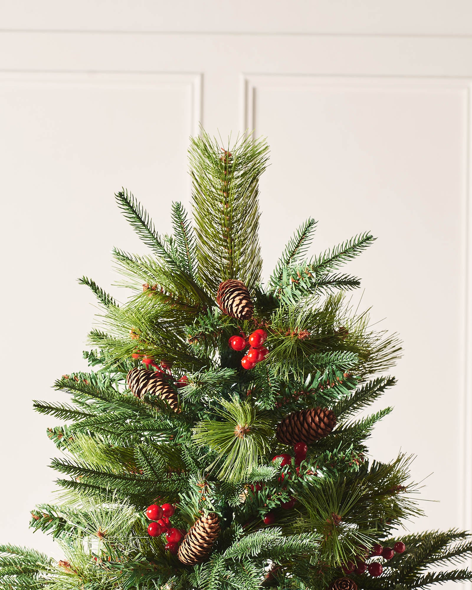 Decorated Mixed Tip Berries & Pinecones Christmas Tree