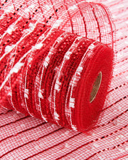 Red and White Decorative Mesh Roll with Red Foil, 9 m