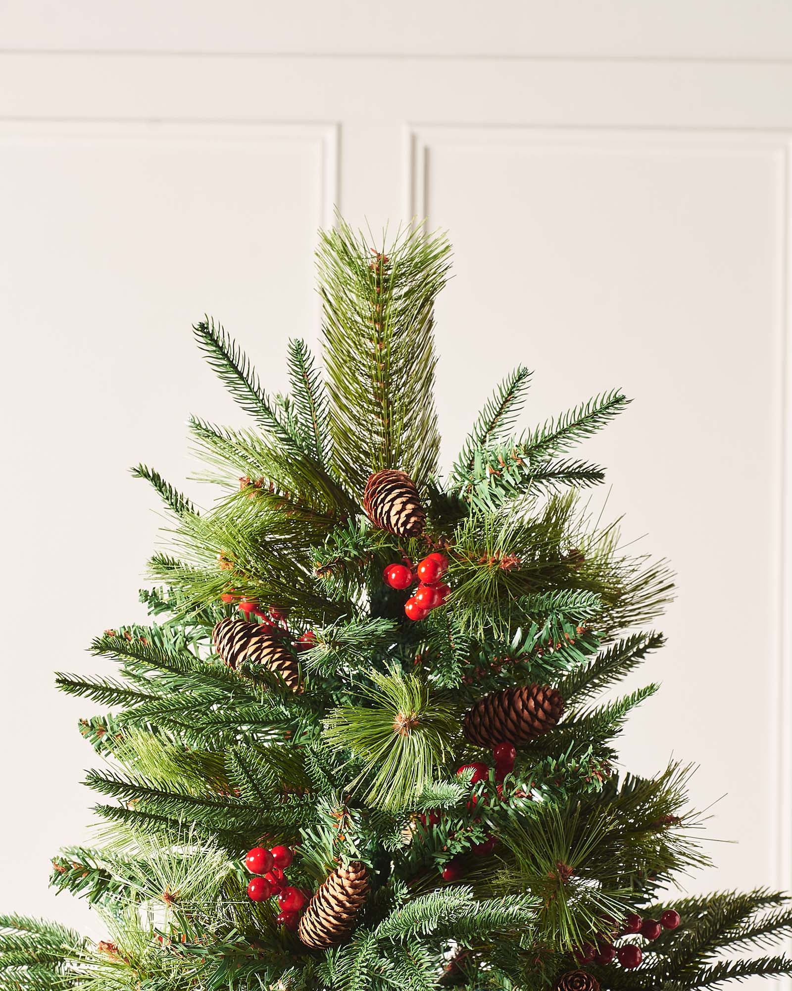 Decorated Mixed Tip Berries & Pinecones Christmas Tree, 6 ft