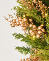 Pre-Lit Gold Berry Mixed Tip Wreath, 76 cm