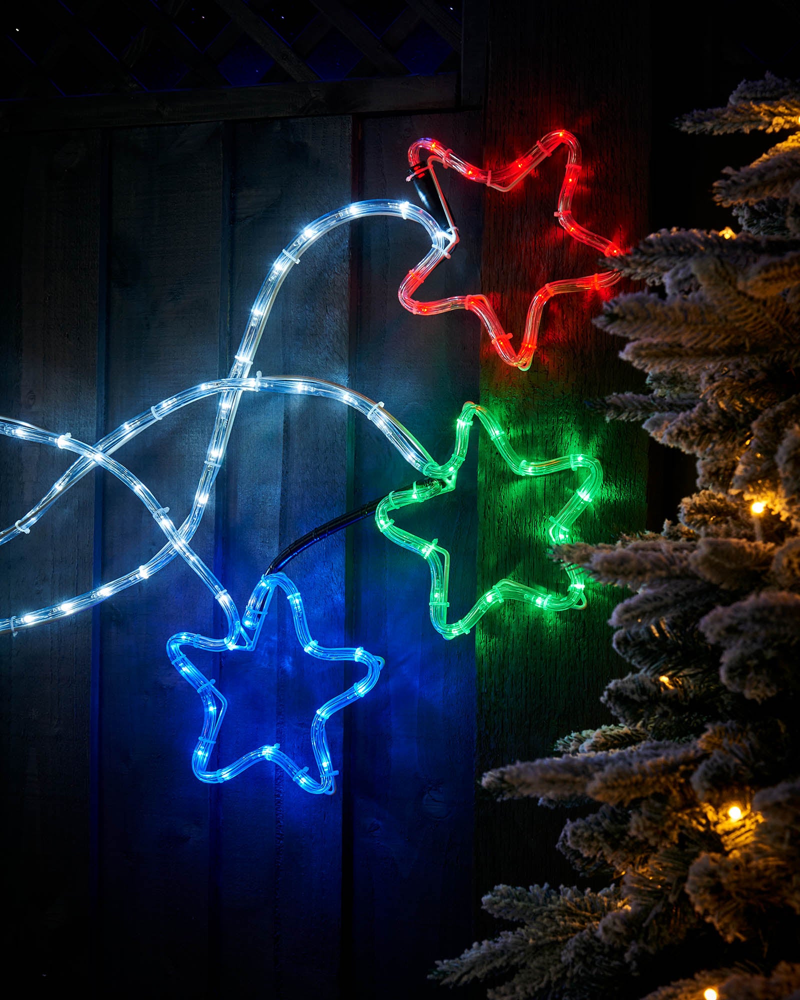 Star Motif Rope Light Silhouette, 190 cm