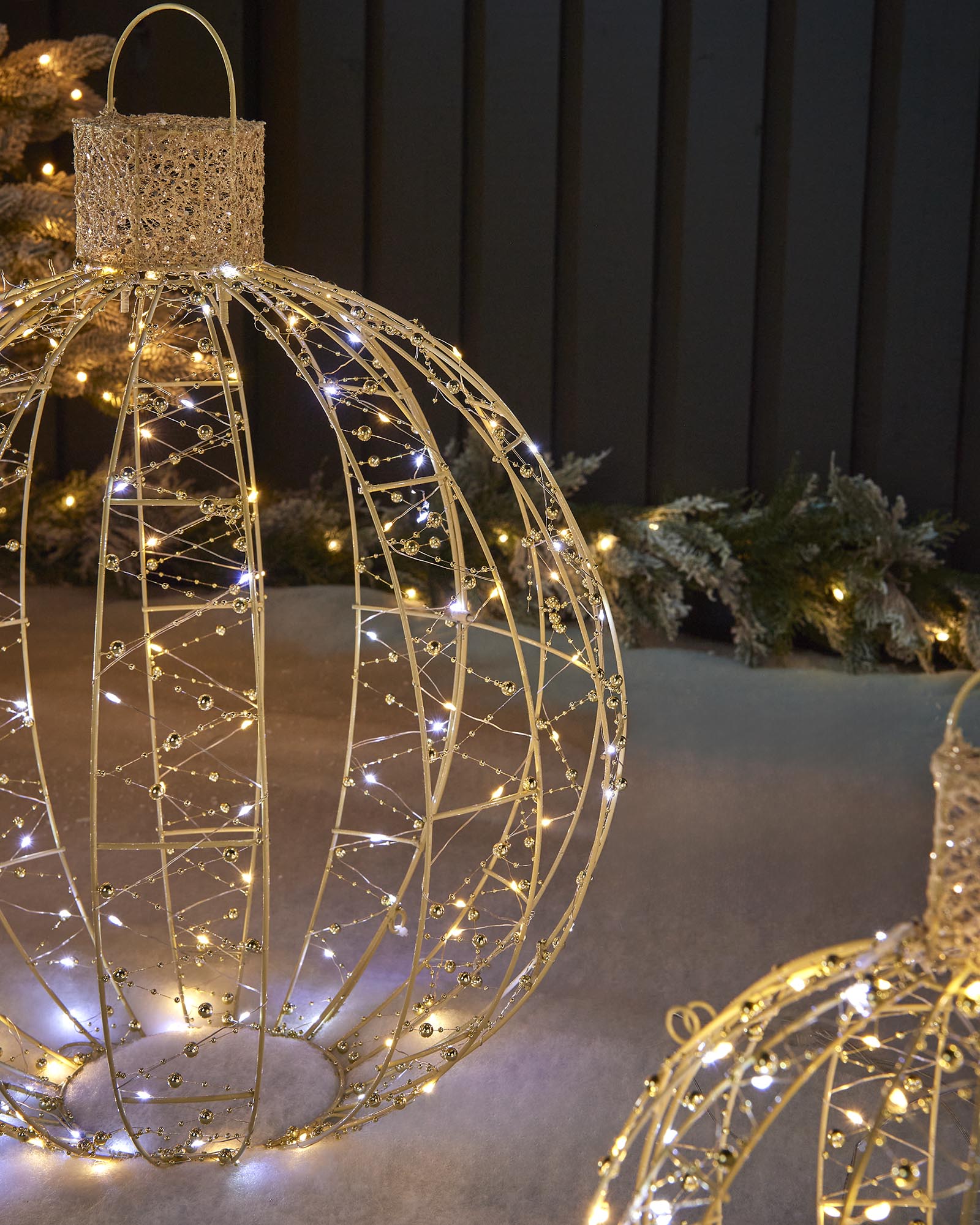 Set of 3 Pre-Lit Baubles Silhouette, 62 cm