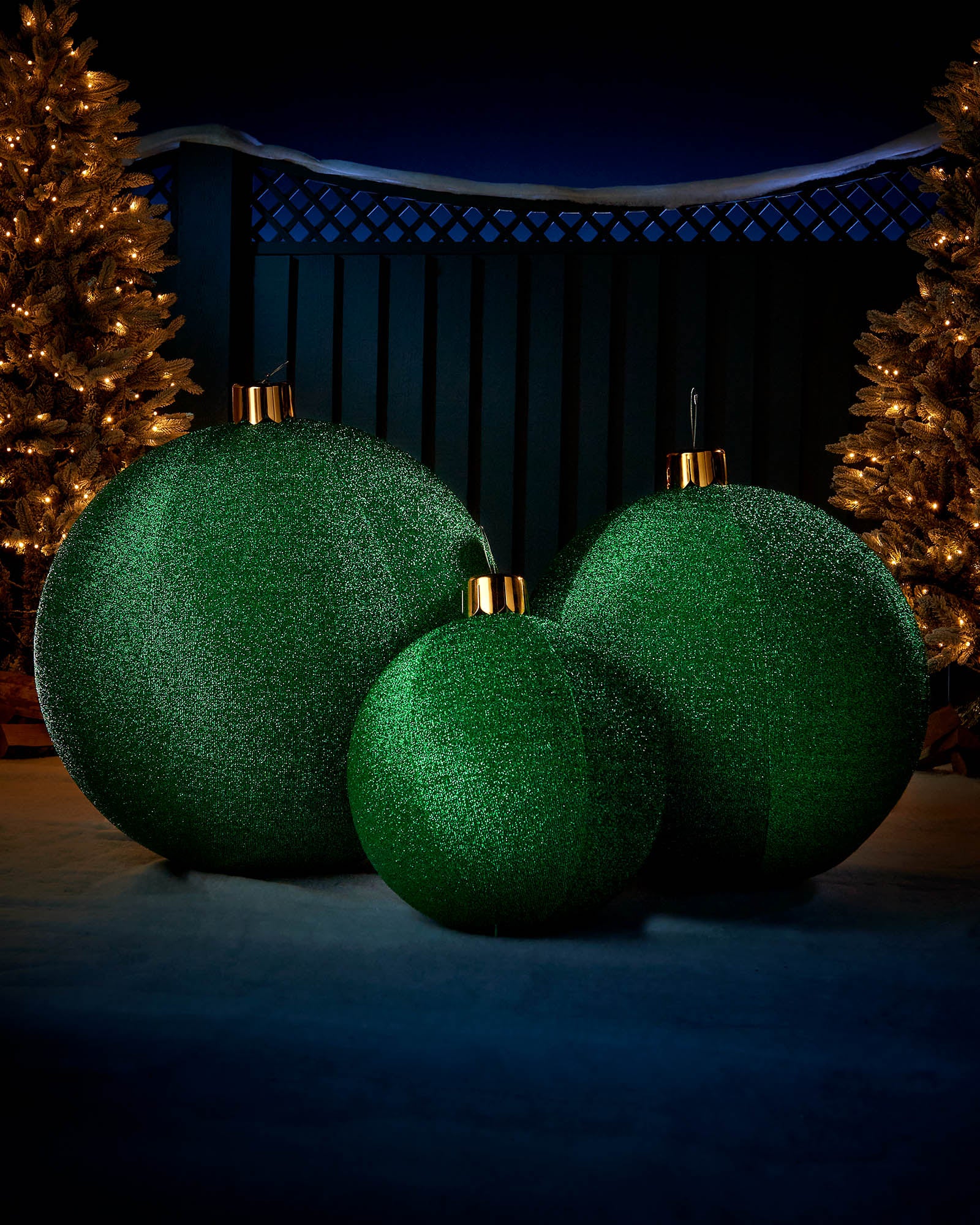Inflatable Tinsel Christmas Bauble, Green, 76 cm