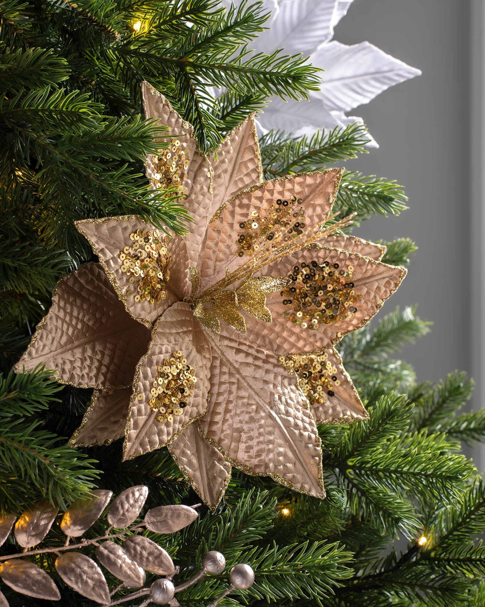 Gold Artificial Poinsettia Flower, 30 cm