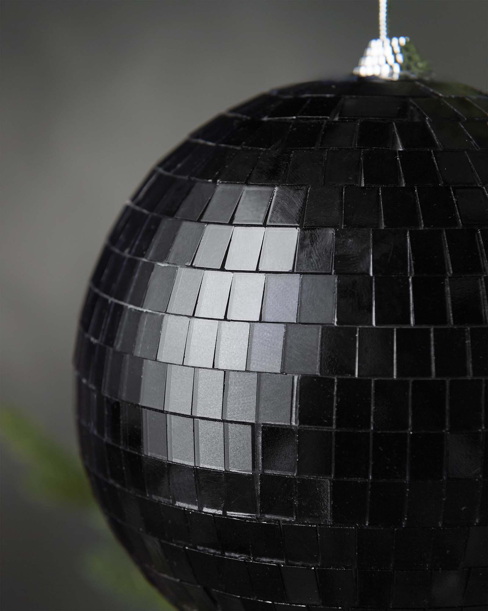 Oversized Disco Ball Bauble, Black, 15 cm