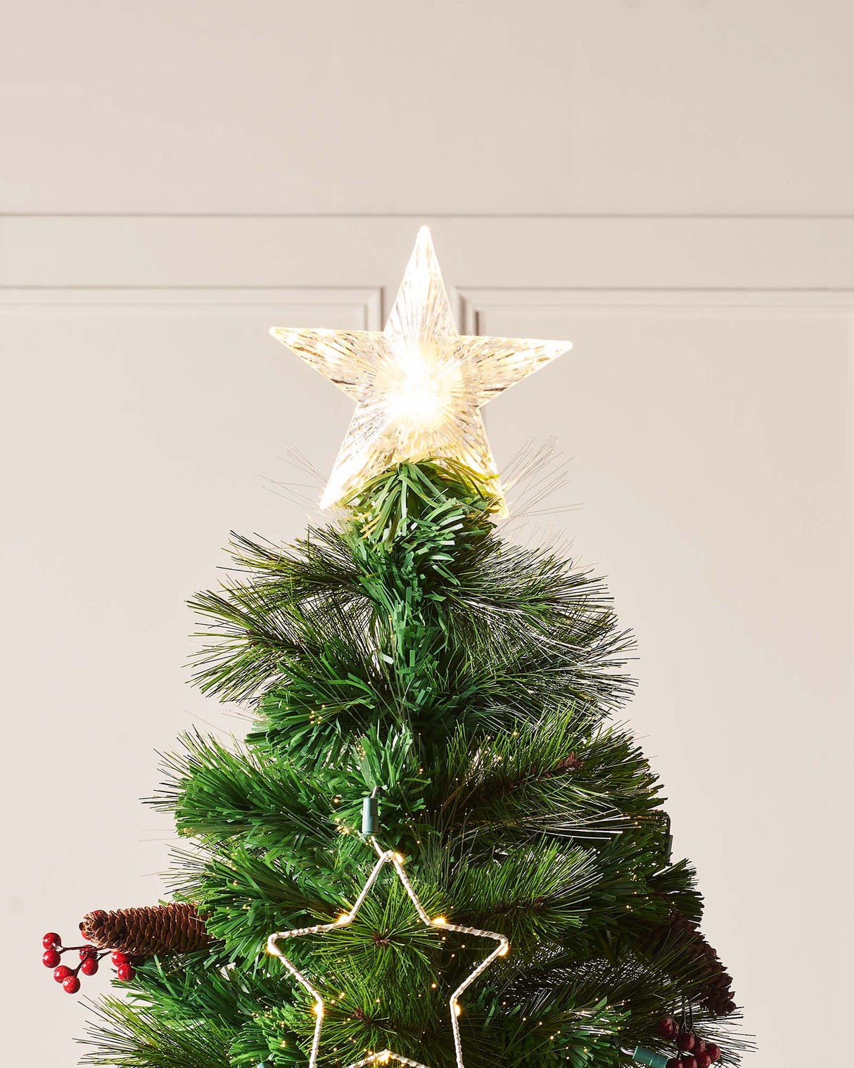 Pre-Lit Mixed Pine Fibre Optic Christmas Tree with LED Stars, 6 ft