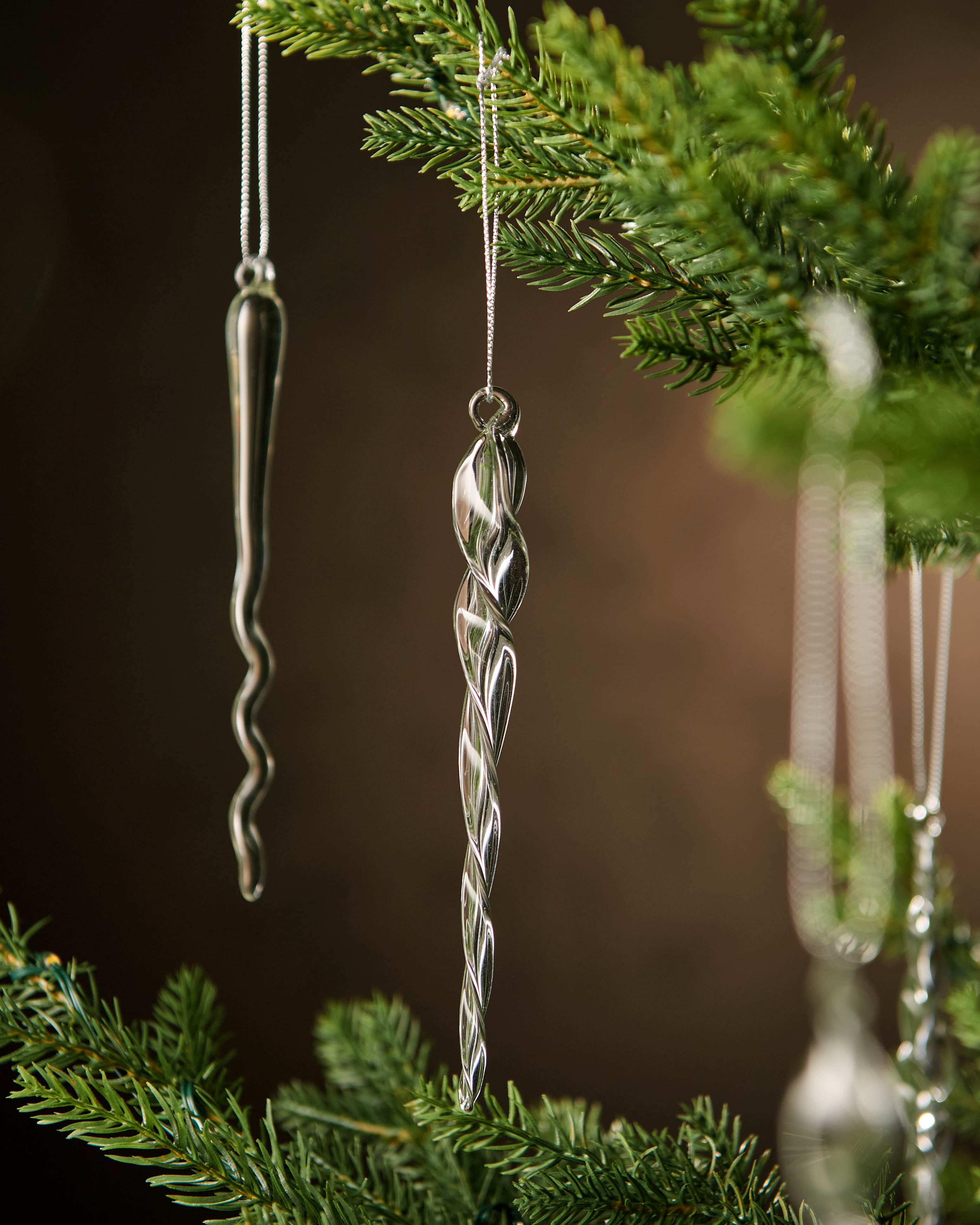 Set of 20 Traditional Glass Icicle Decorations