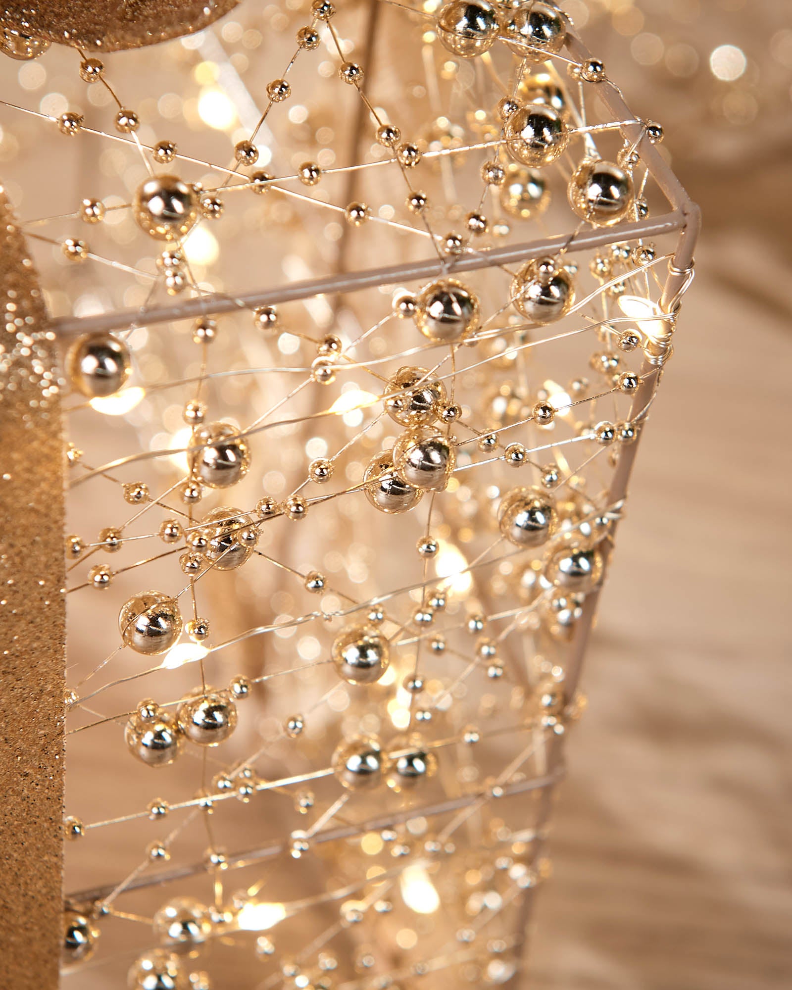 Set of 3 Pre-Lit Beaded Gift Boxes, 30 cm