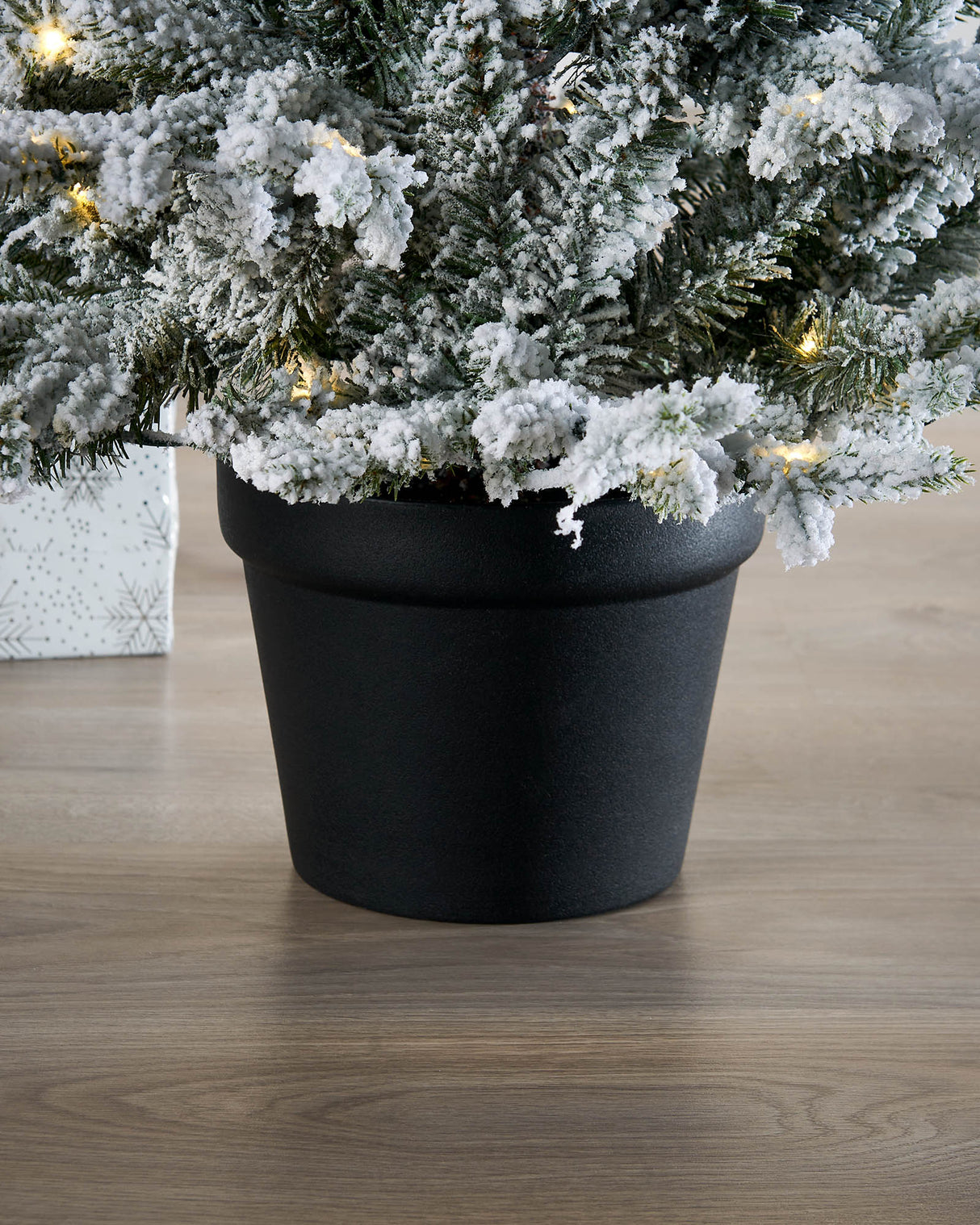 Pre-Lit Snow Flocked Potted Christmas Tree, 3 ft