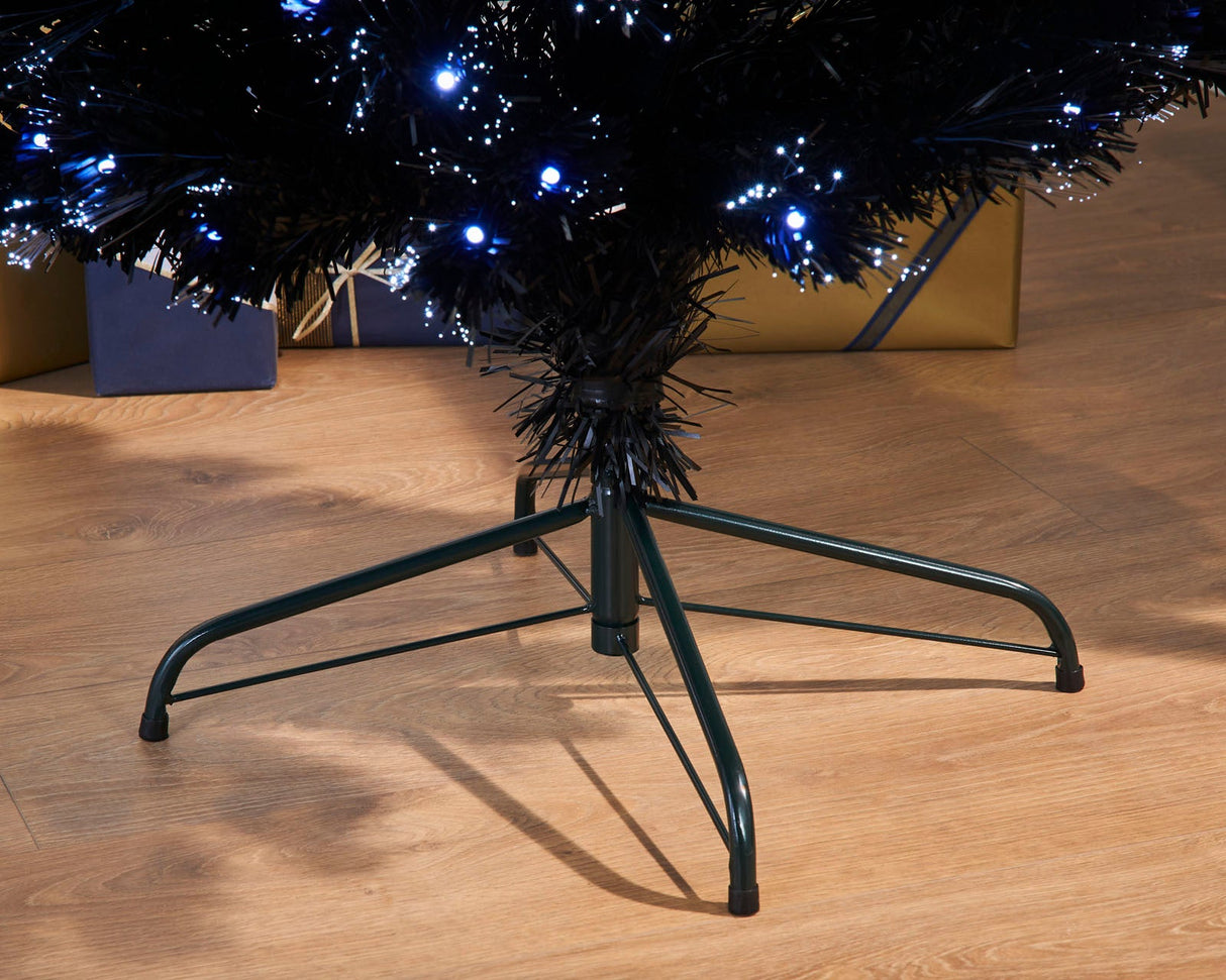 Pre-Lit Fibre Optic Slim Black Christmas Tree, 7 ft