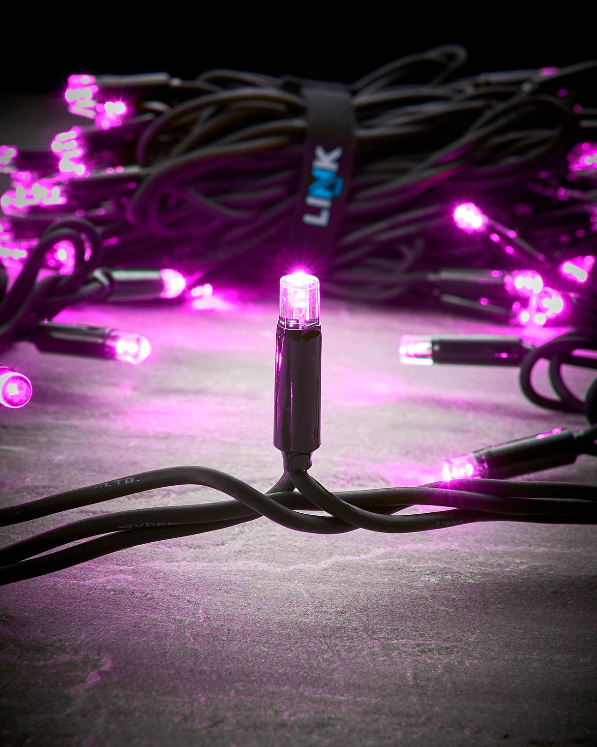 LINK PRO LED String Lights, Black Cable, Pink