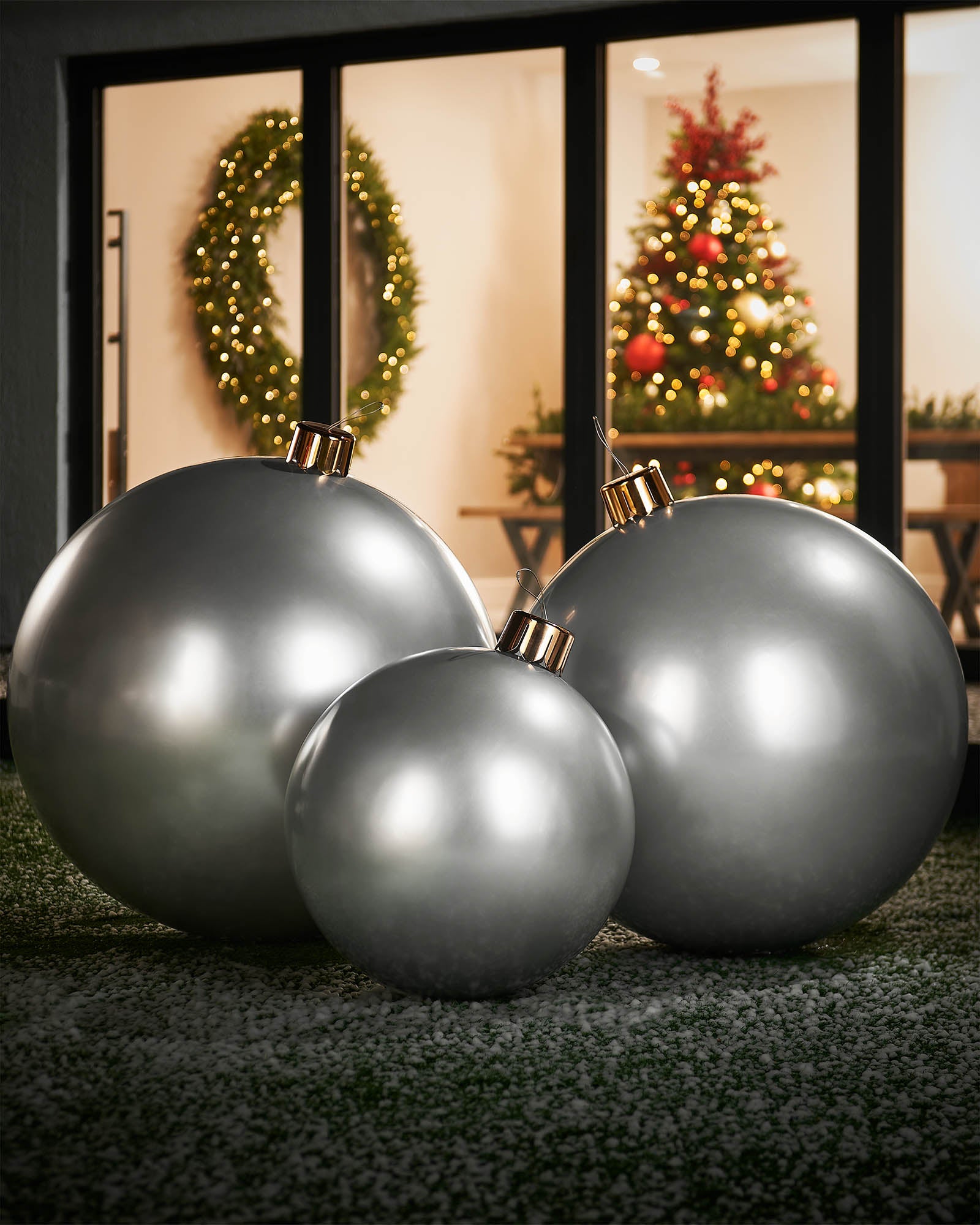 Inflatable Christmas Bauble, Silver, 66 cm