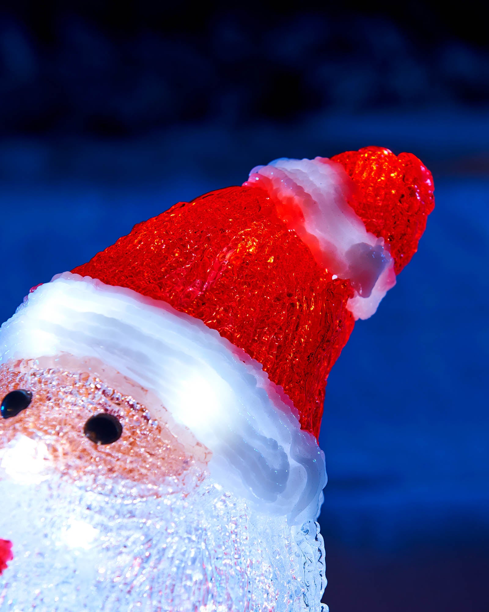 Pre-Lit Acrylic Santa with Lantern, 35 cm