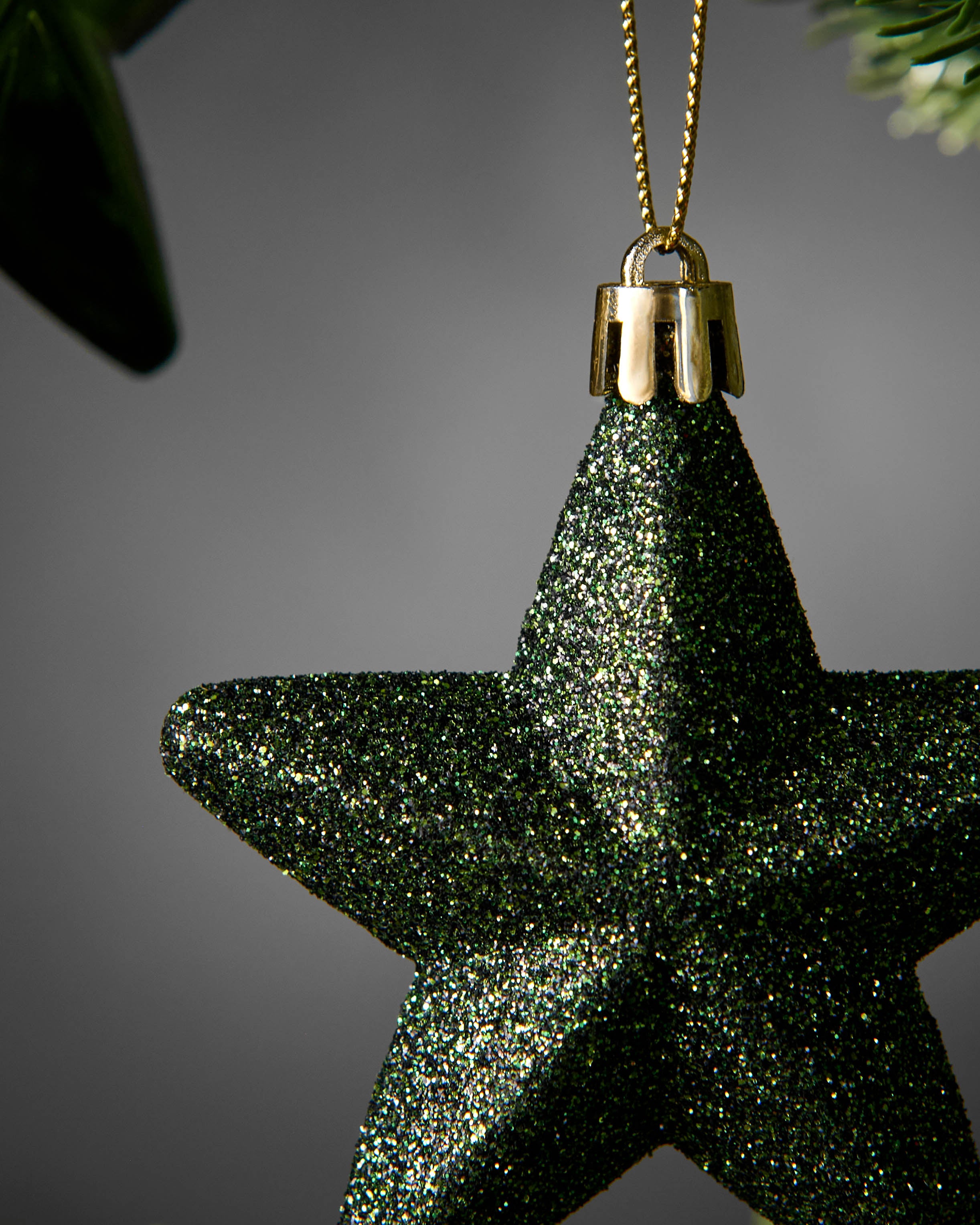 Set of 12 Hanging Stars, Sage Green, 7 cm