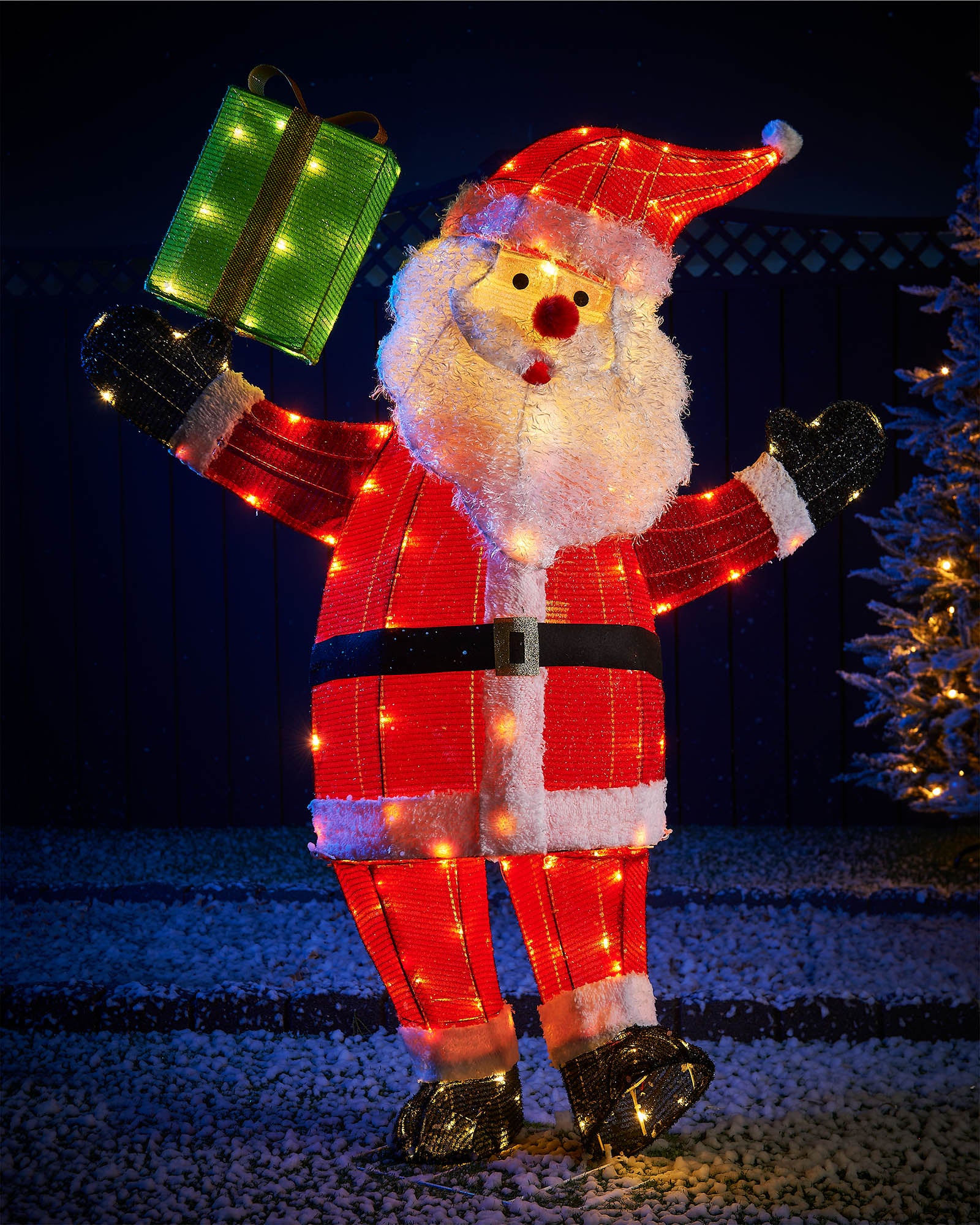 Christmas Outdoor LED Décor of 10ft Tall Santa hot Claus Holding the Gift Box