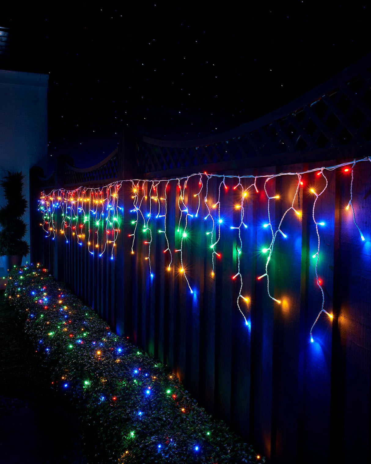 LINK UP LED Icicle Lights, White Cable, Multi Colour