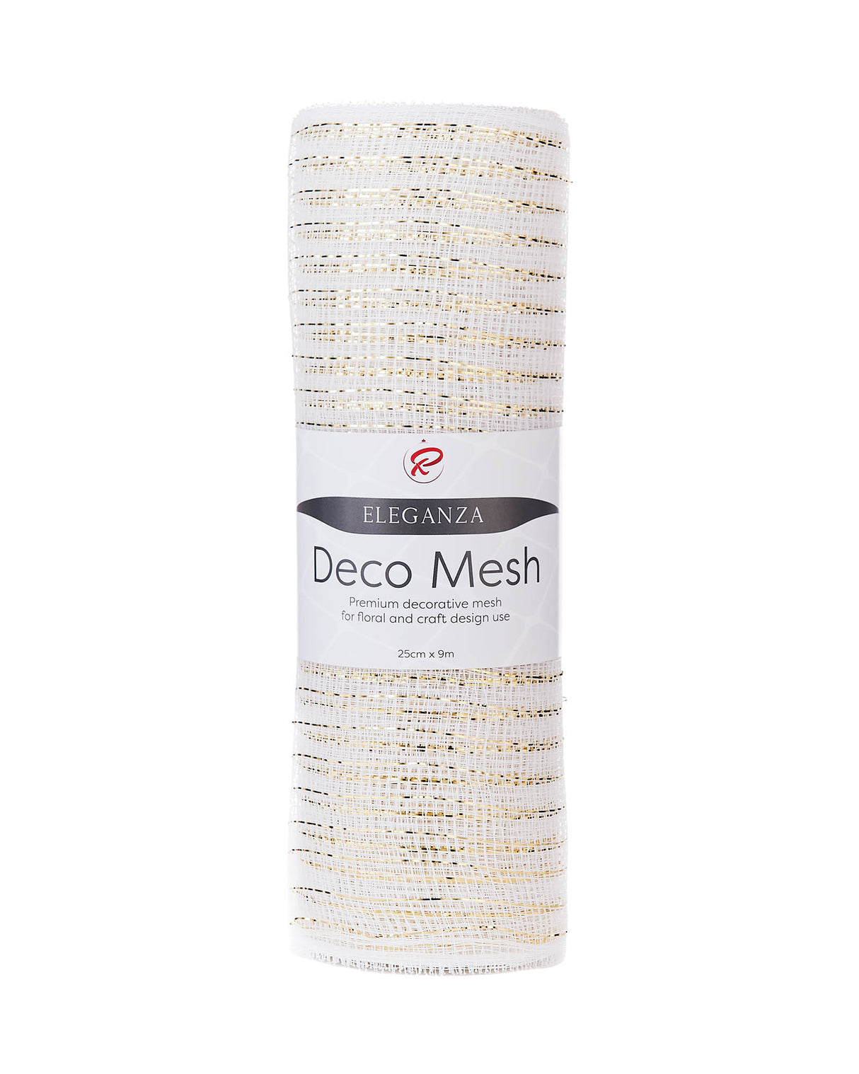 White Mesh With Pale Gold Foil, 9 m