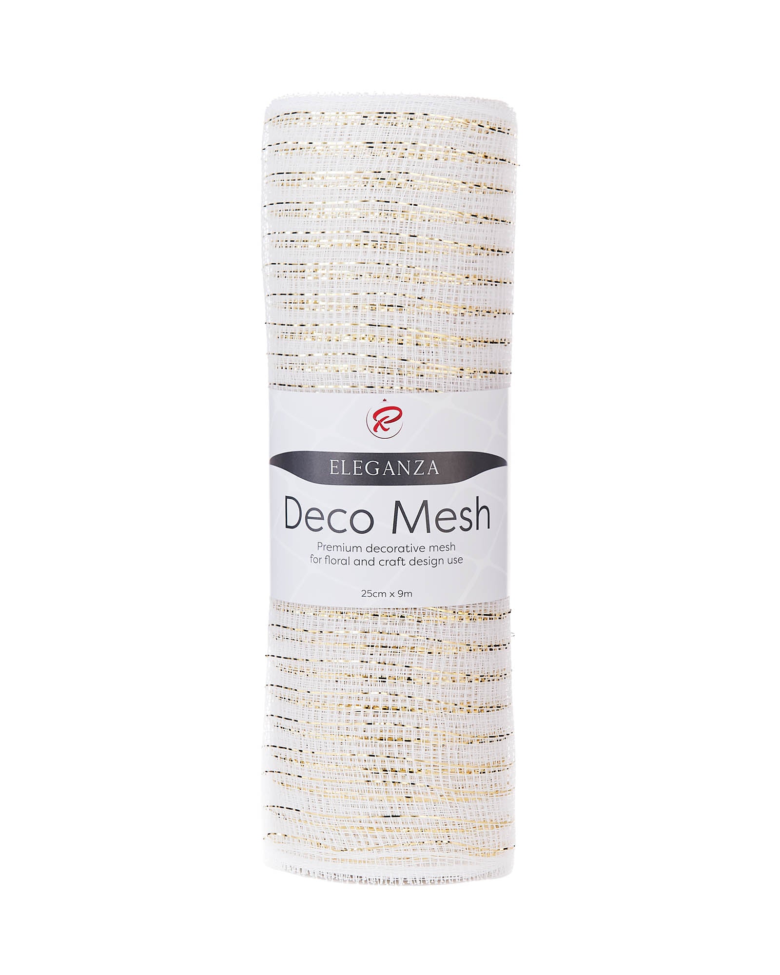 White Mesh With Pale Gold Foil, 9 m