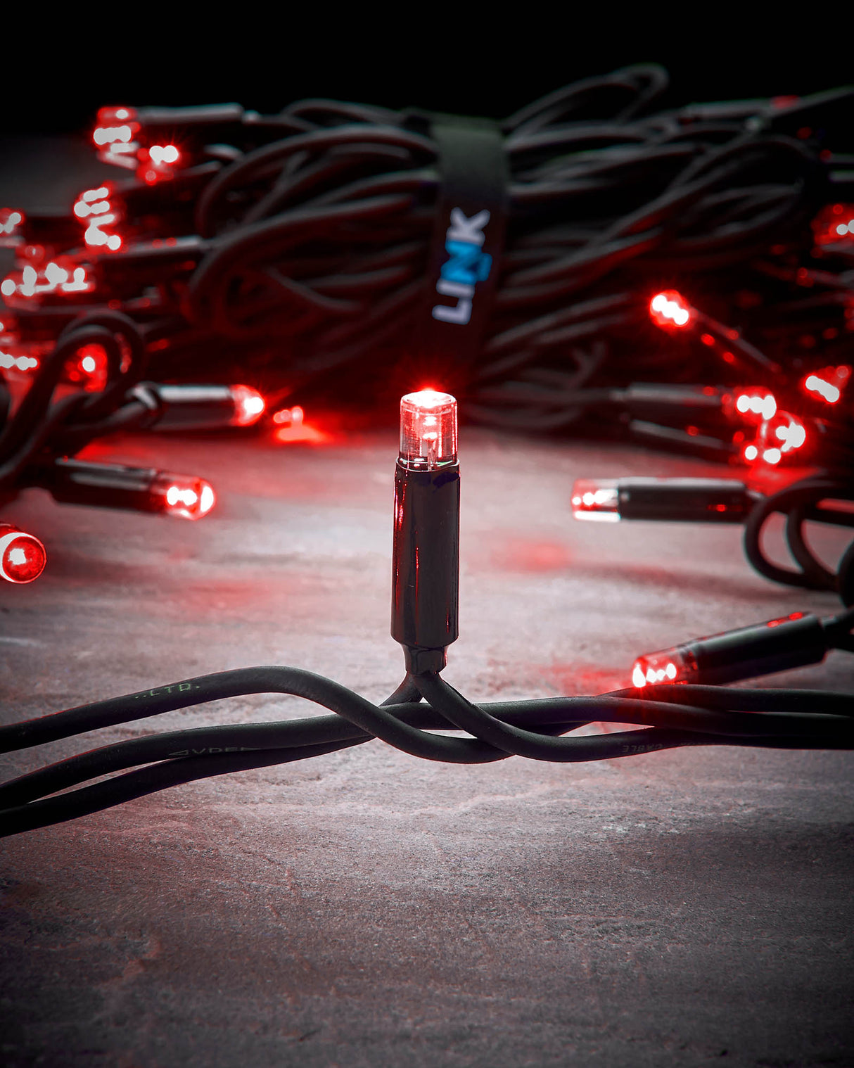 LINK PRO LED String Lights, Black Cable, Red