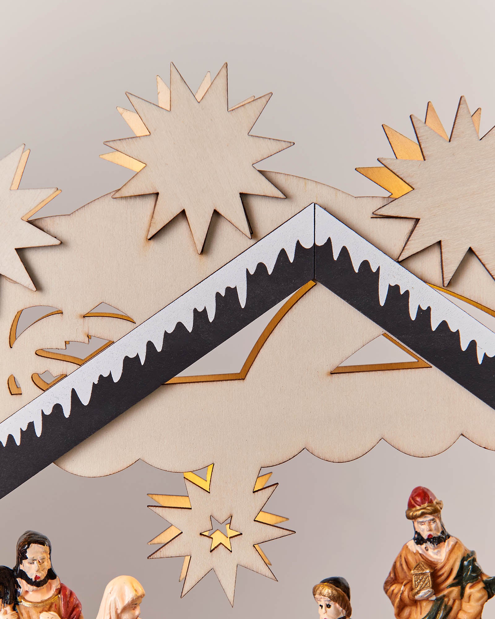 Pre-Lit Wooden Nativity Scene, 26 cm