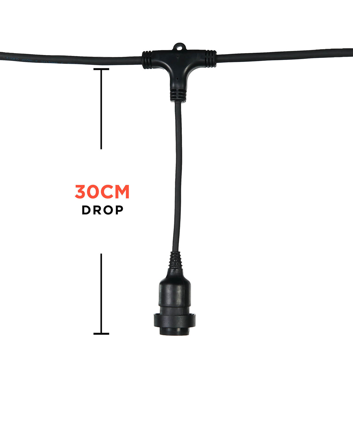 LINK FESTOON E27 Long Drop Belt, Connectable, 10 Sockets, 100 cm Spacing