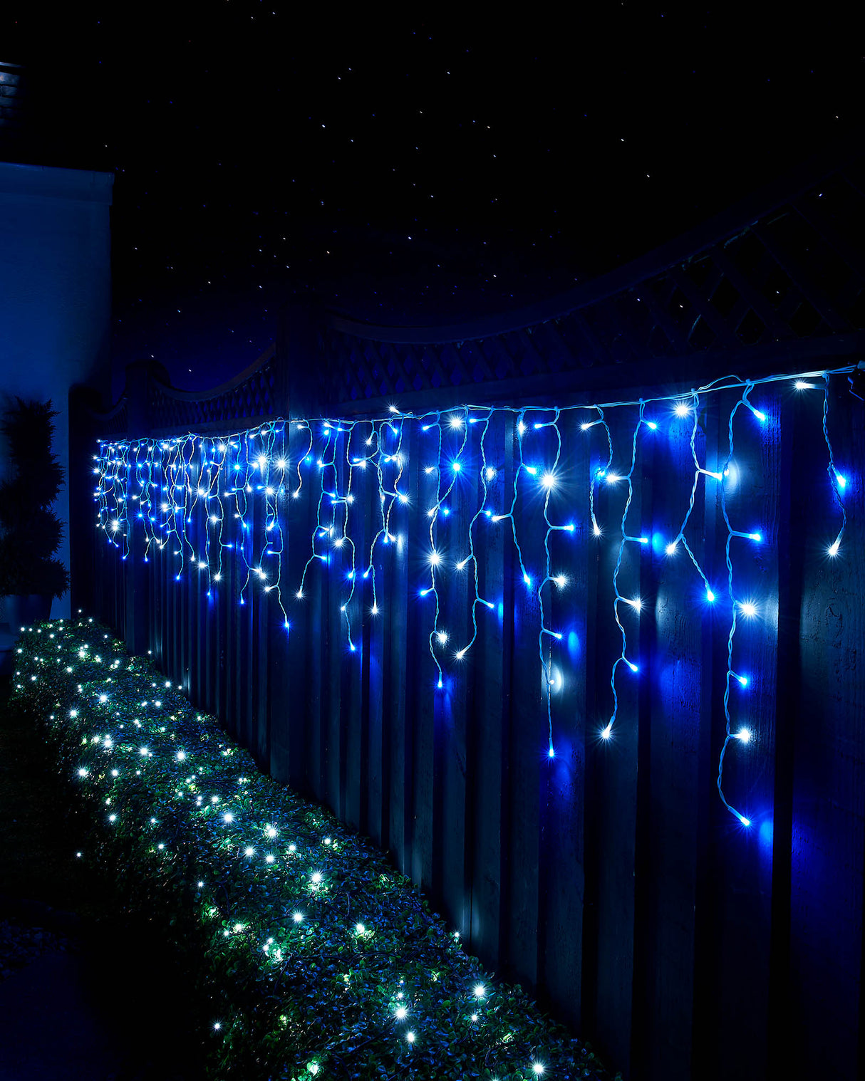 LINK UP LED Icicle Lights, White Cable, Blue / White