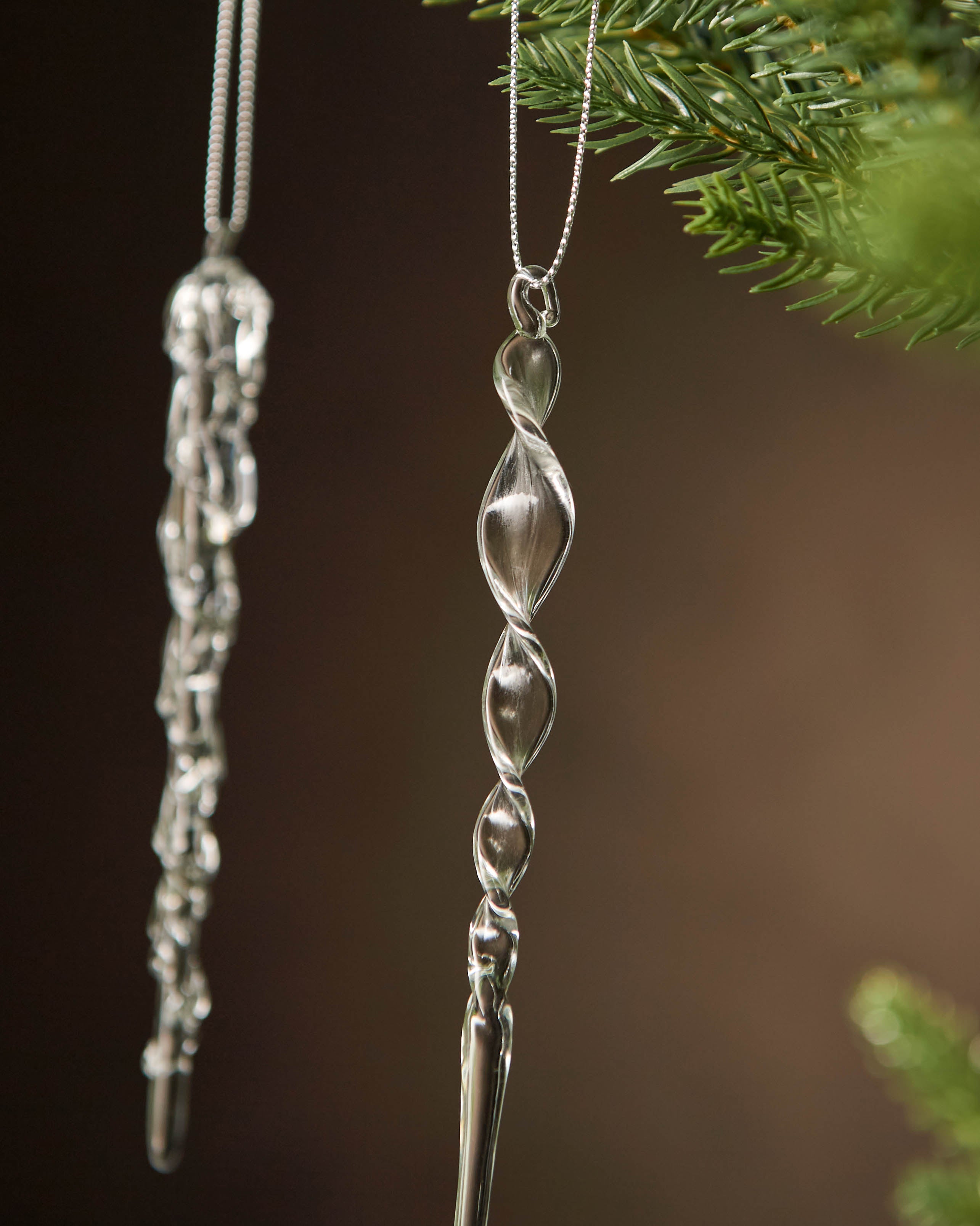 Set of 20 Frosted Glass Icicle Decorations