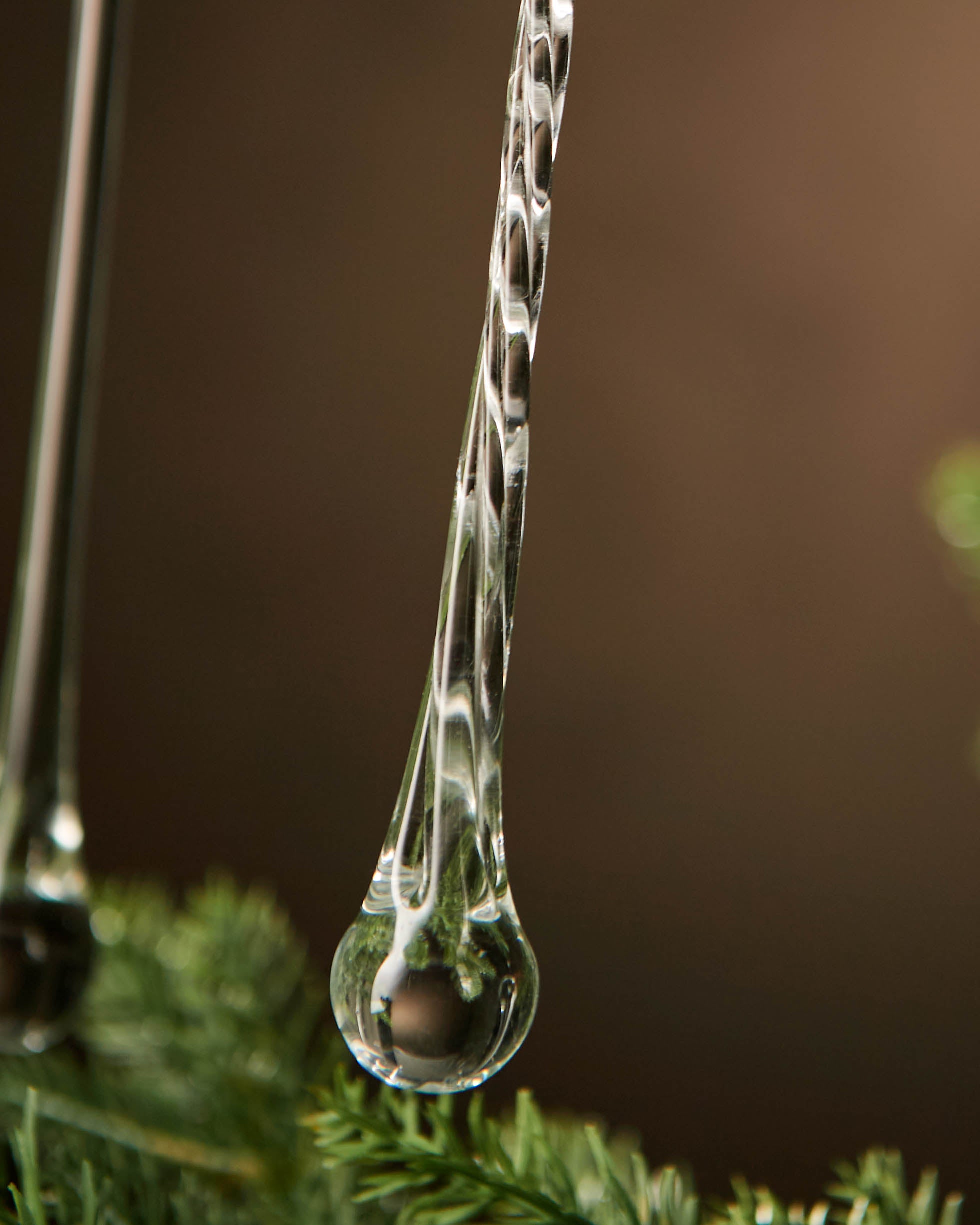 Set of 6 Glass Teardrop Icicles, 25 cm