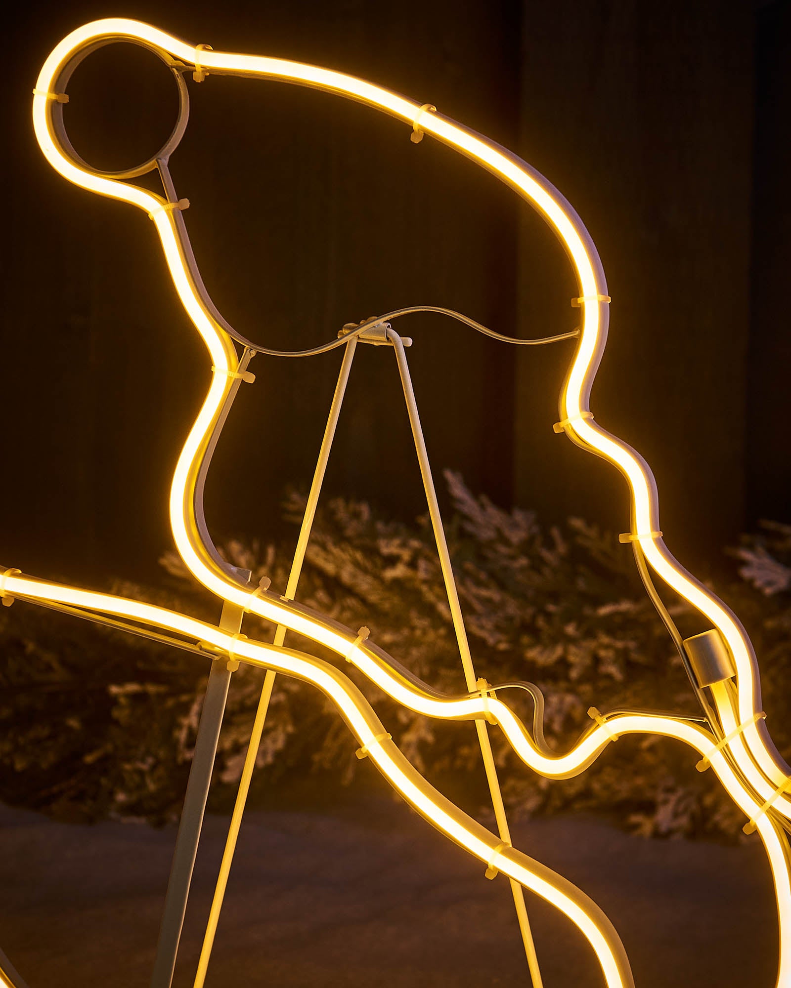 Twin Reindeers with Santa Sleigh Neon Rope Light Silhouette, 2.6 m