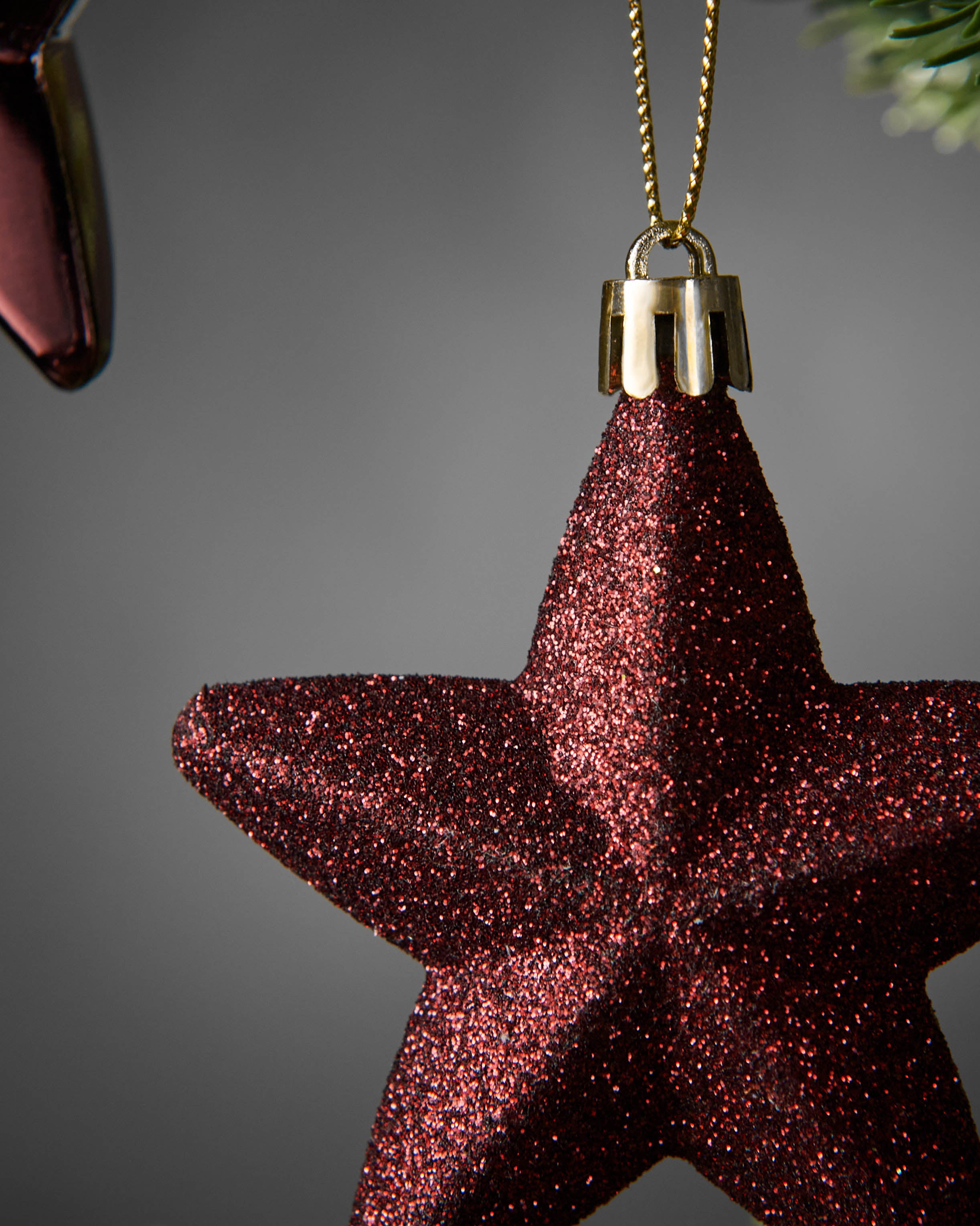 Set of 12 Hanging Stars, Burgundy, 7 cm