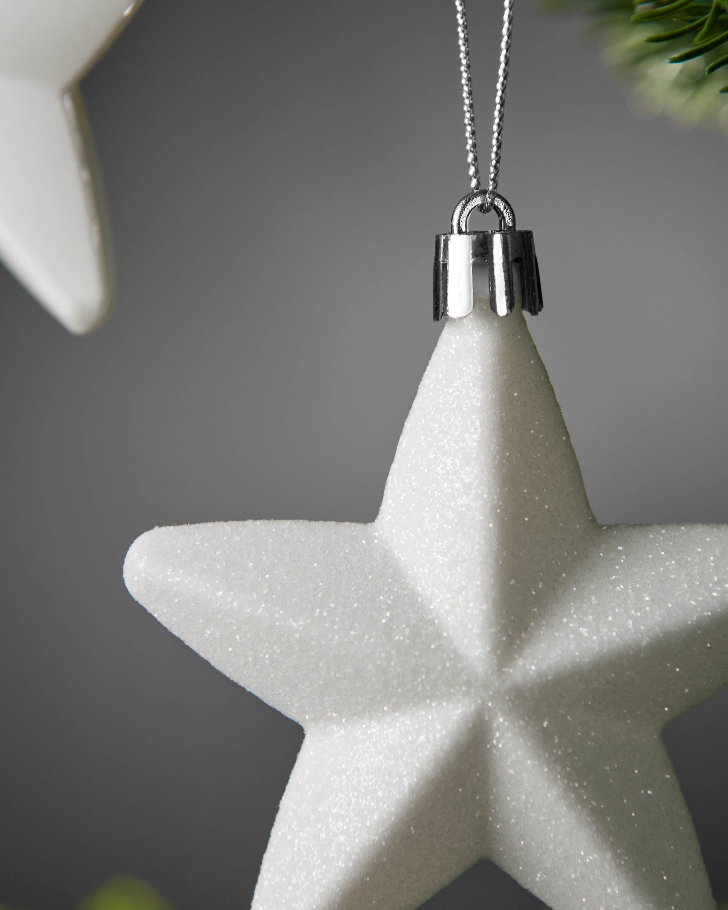 Set of 12 Hanging Stars, White, 7 cm
