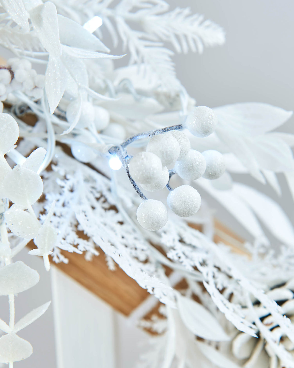 Pre-Lit White Garland, 9 ft