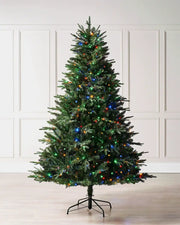 5ft Grand Alaskan Fir Christmas tree displayed indoors with dense green foliage and multicolour LED lights