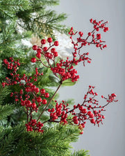 62 cm red artificial berries tree pick styled in a Christmas tree